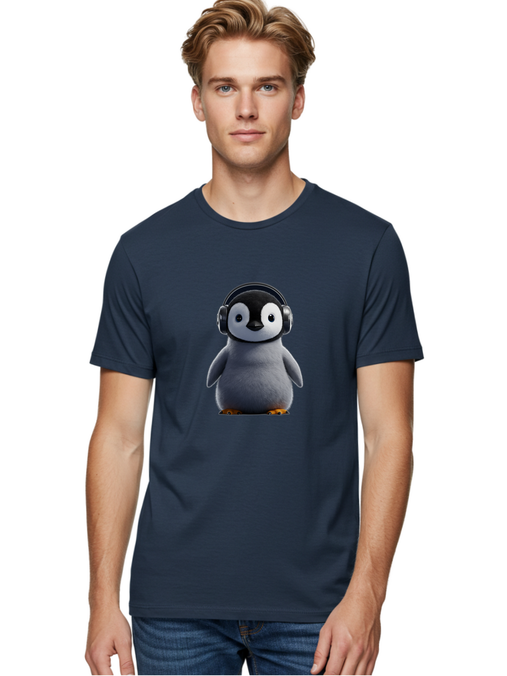 Penguin-With-Headphones-2 Men'S Graphic Tee, 100% Cotton, Comfortable Casual Summer Wear, Machine Washable, Vintage Camera, Old Camera, Antique Camera, Black Camera, Classic Photography, Photography Equipment, Nostalgic Device, Film Camera, Ban085