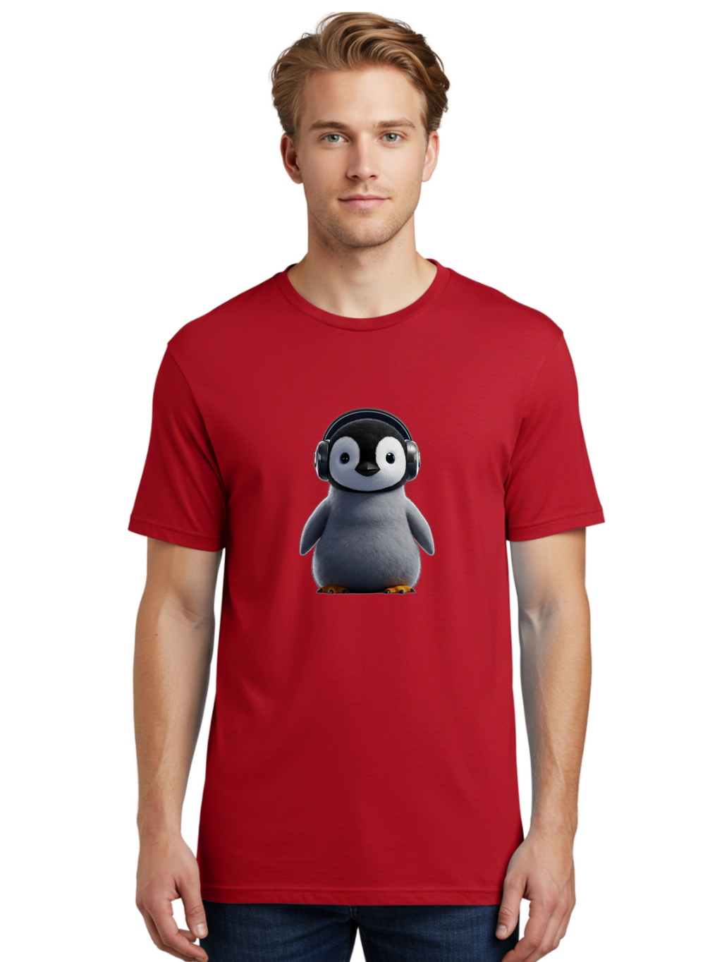 Penguin-With-Headphones-2 Men'S Graphic Tee, 100% Cotton, Comfortable Casual Summer Wear, Machine Washable, Vintage Camera, Old Camera, Antique Camera, Black Camera, Classic Photography, Photography Equipment, Nostalgic Device, Film Camera, Ban085