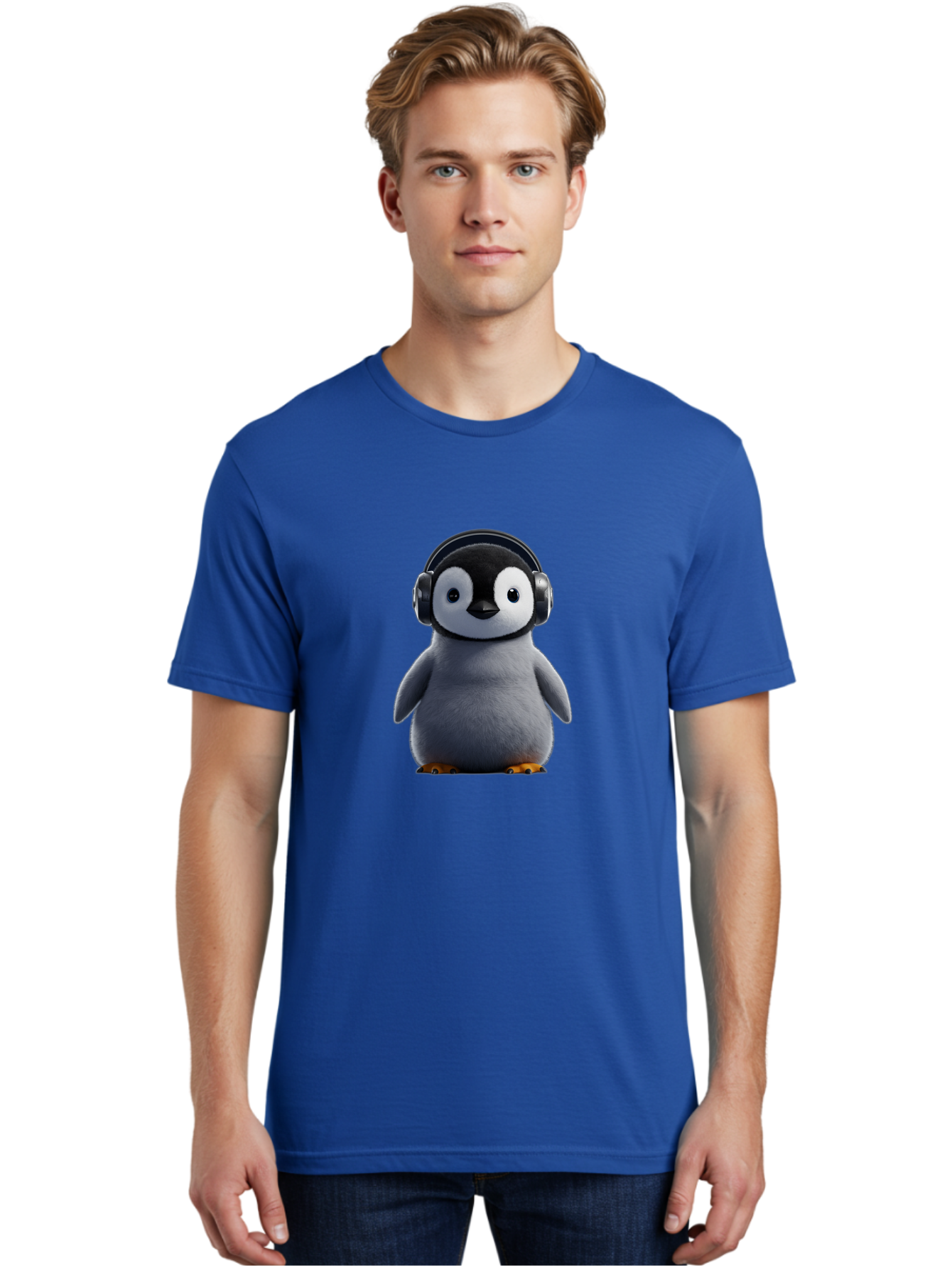 Penguin-With-Headphones-2 Men'S Graphic Tee, 100% Cotton, Comfortable Casual Summer Wear, Machine Washable, Vintage Camera, Old Camera, Antique Camera, Black Camera, Classic Photography, Photography Equipment, Nostalgic Device, Film Camera, Ban085