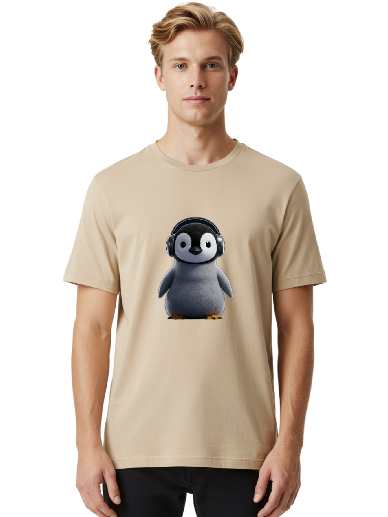Penguin-With-Headphones-2 Men'S Graphic Tee, 100% Cotton, Comfortable Casual Summer Wear, Machine Washable, Vintage Camera, Old Camera, Antique Camera, Black Camera, Classic Photography, Photography Equipment, Nostalgic Device, Film Camera, Ban085