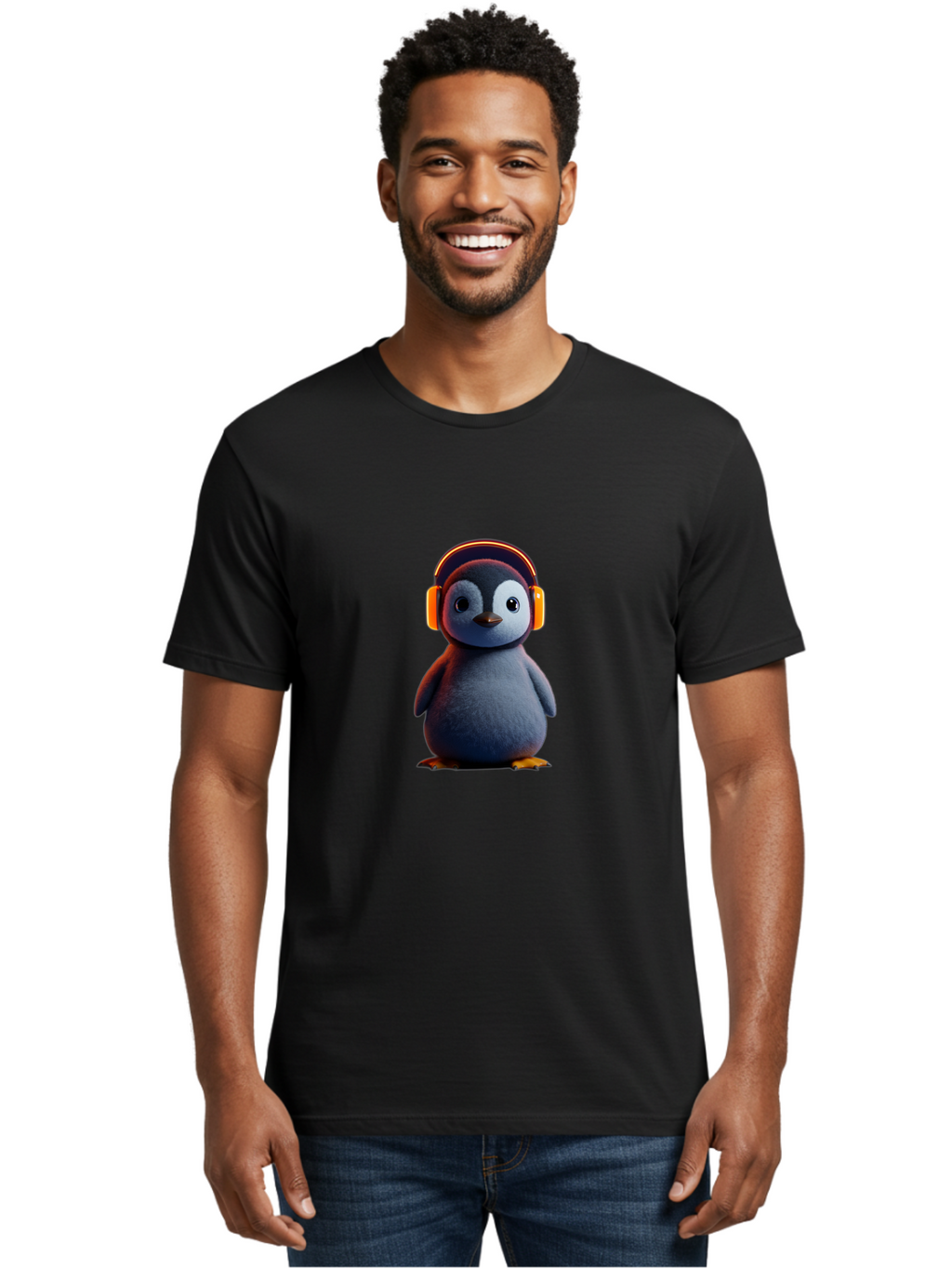 Penguin-With-Headphones-4 Men'S Graphic Tee, 100% Cotton, Comfortable Casual Summer Wear, Machine Washable, Vintage Camera, Old Camera, Antique Camera, Black Camera, Classic Photography, Photography Equipment, Nostalgic Device, Film Camera, Ban087