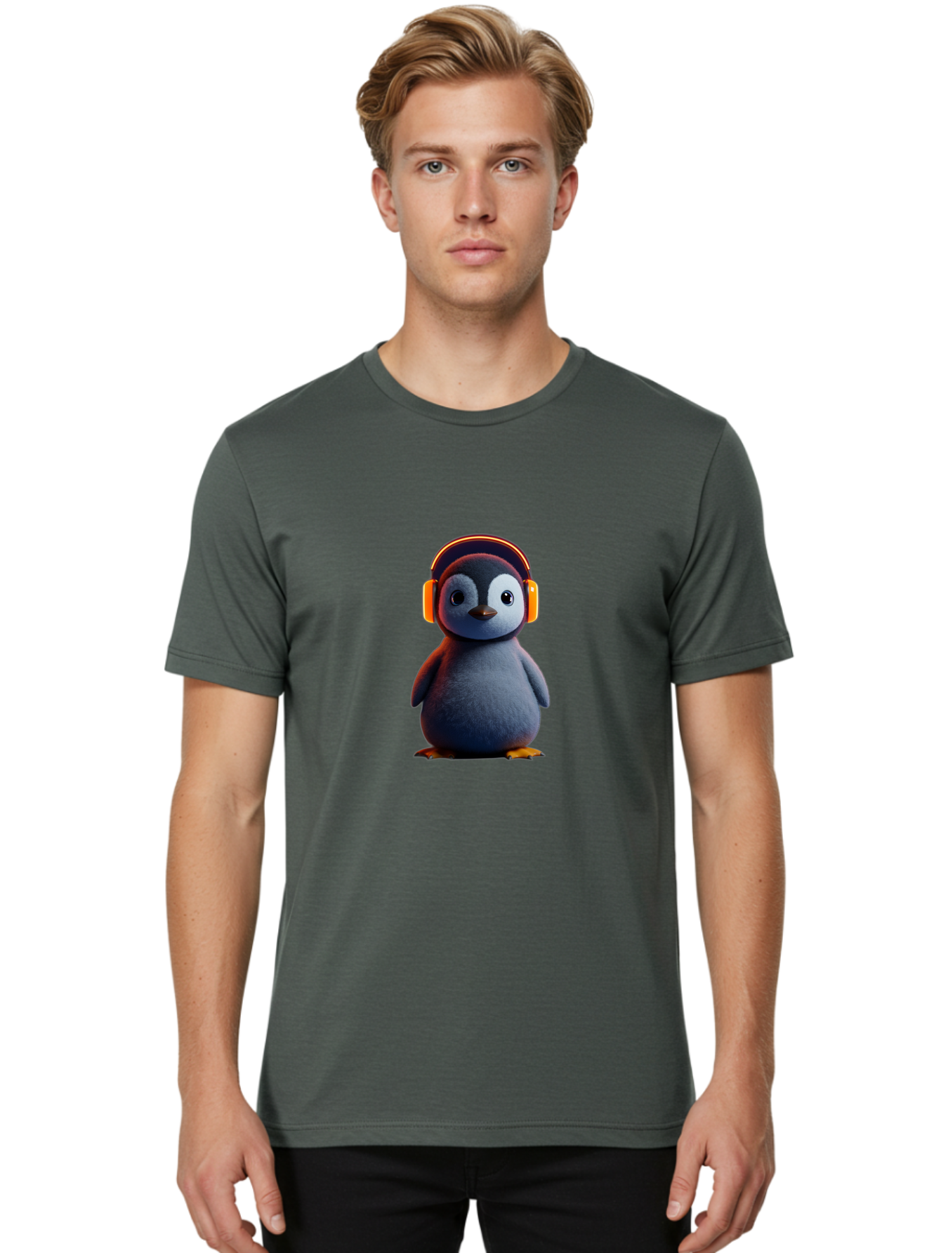 Penguin-With-Headphones-4 Men'S Graphic Tee, 100% Cotton, Comfortable Casual Summer Wear, Machine Washable, Vintage Camera, Old Camera, Antique Camera, Black Camera, Classic Photography, Photography Equipment, Nostalgic Device, Film Camera, Ban087