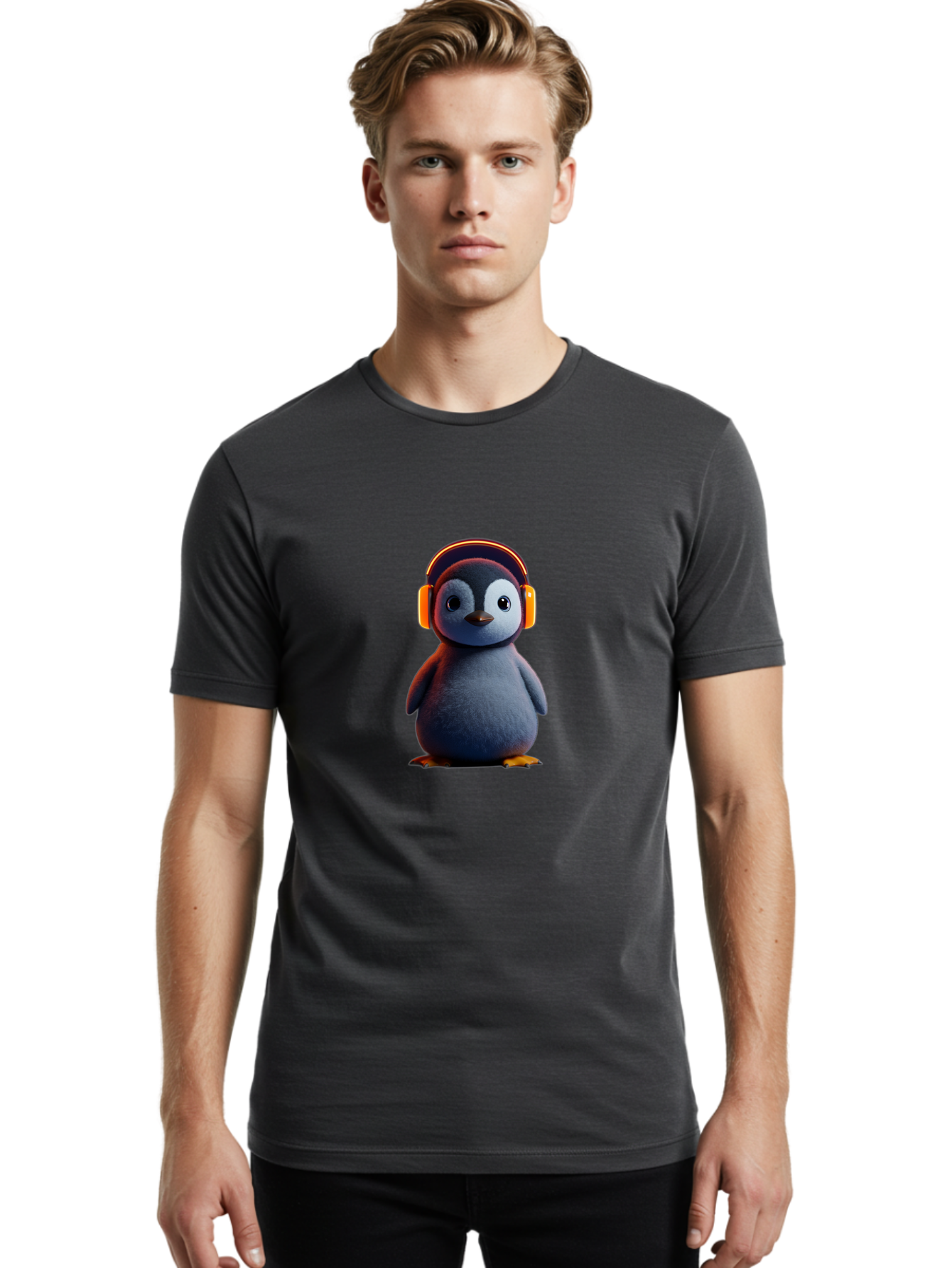 Penguin-With-Headphones-4 Men'S Graphic Tee, 100% Cotton, Comfortable Casual Summer Wear, Machine Washable, Vintage Camera, Old Camera, Antique Camera, Black Camera, Classic Photography, Photography Equipment, Nostalgic Device, Film Camera, Ban087