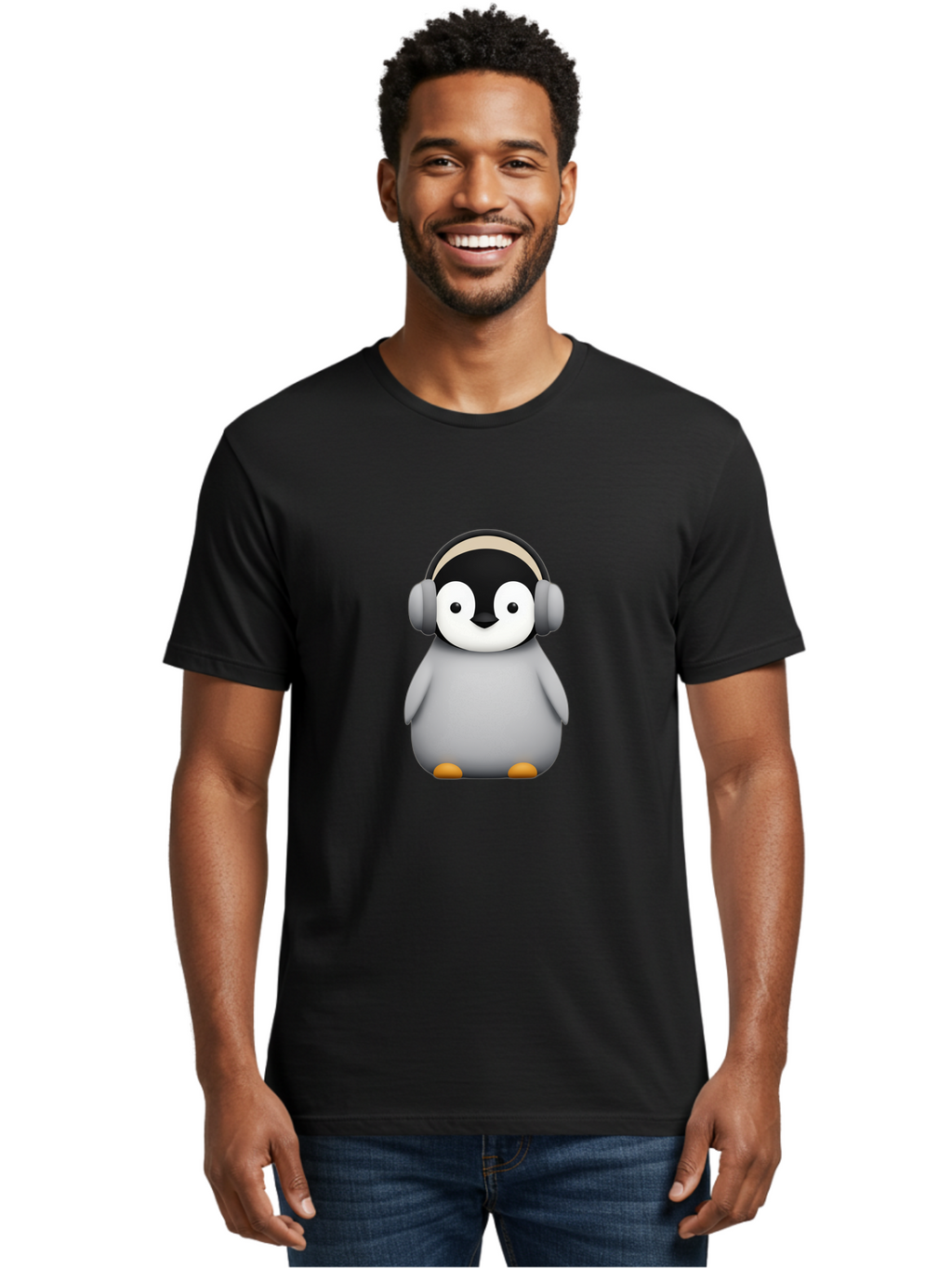 Penguin-With-Headphones-5 Men'S Graphic Tee, 100% Cotton, Comfortable Casual Summer Wear, Machine Washable, Vintage Camera, Old Camera, Antique Camera, Black Camera, Classic Photography, Photography Equipment, Nostalgic Device, Film Camera, Ban088