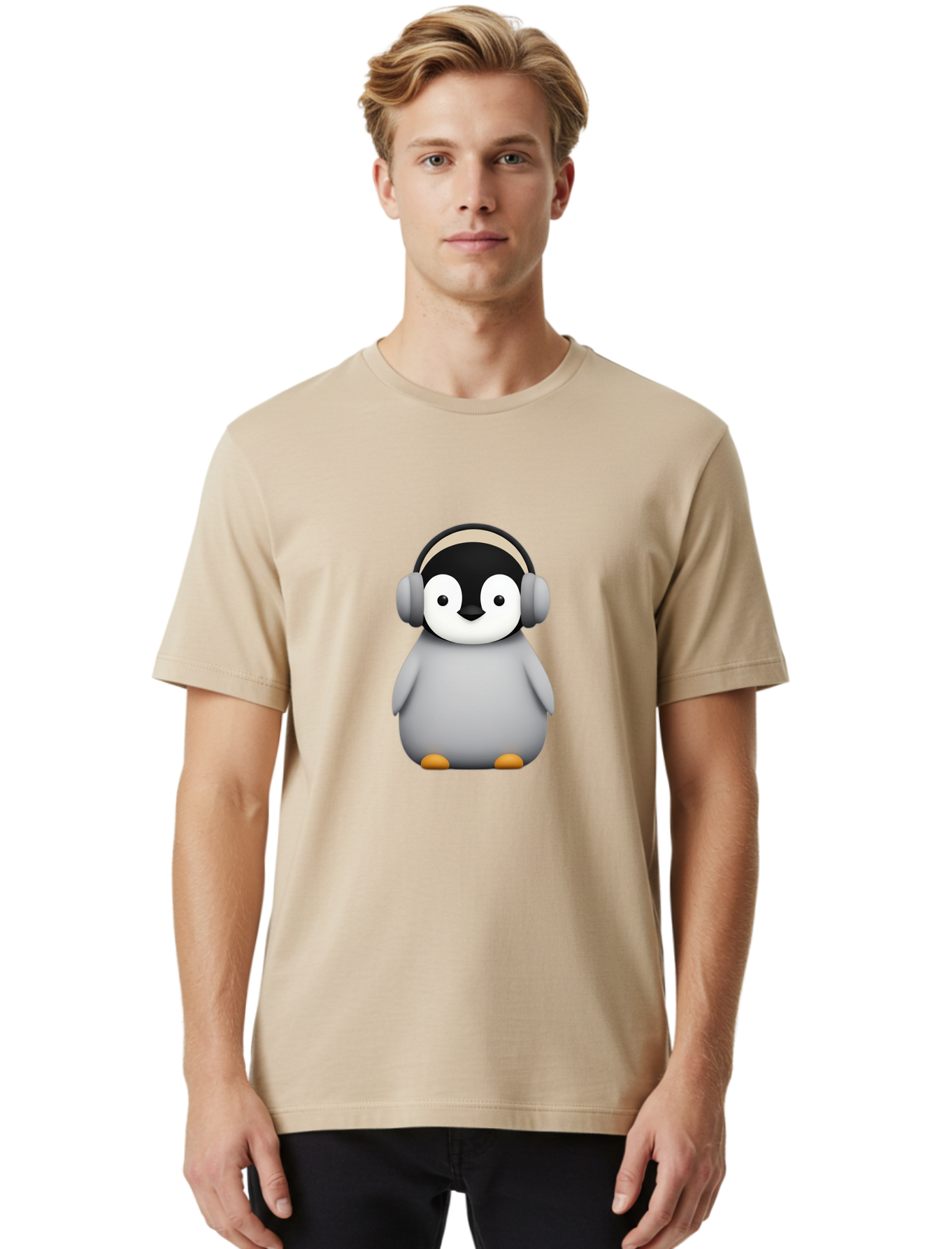 Penguin-With-Headphones-5 Men'S Graphic Tee, 100% Cotton, Comfortable Casual Summer Wear, Machine Washable, Vintage Camera, Old Camera, Antique Camera, Black Camera, Classic Photography, Photography Equipment, Nostalgic Device, Film Camera, Ban088