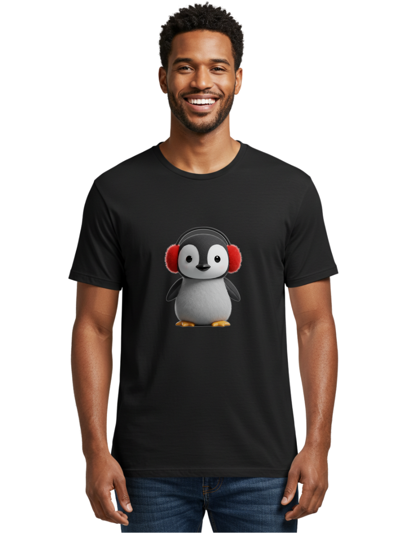 Penguin-With-Headphones Men'S Graphic Tee, 100% Cotton, Comfortable Casual Summer Wear, Machine Washable, Vintage Camera, Old Camera, Antique Camera, Black Camera, Classic Photography, Photography Equipment, Nostalgic Device, Film Camera, Ban089