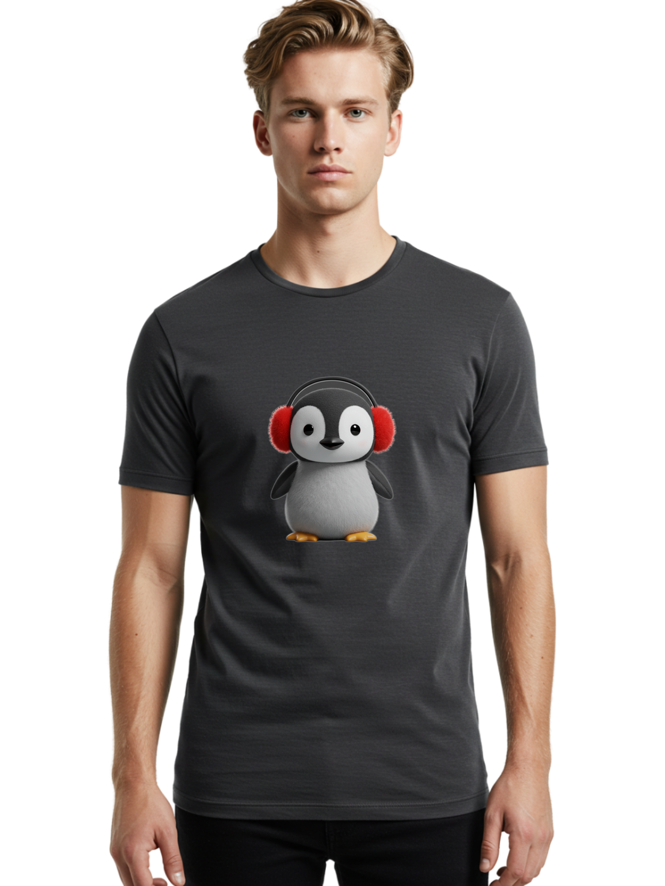 Penguin-With-Headphones Men'S Graphic Tee, 100% Cotton, Comfortable Casual Summer Wear, Machine Washable, Vintage Camera, Old Camera, Antique Camera, Black Camera, Classic Photography, Photography Equipment, Nostalgic Device, Film Camera, Ban089