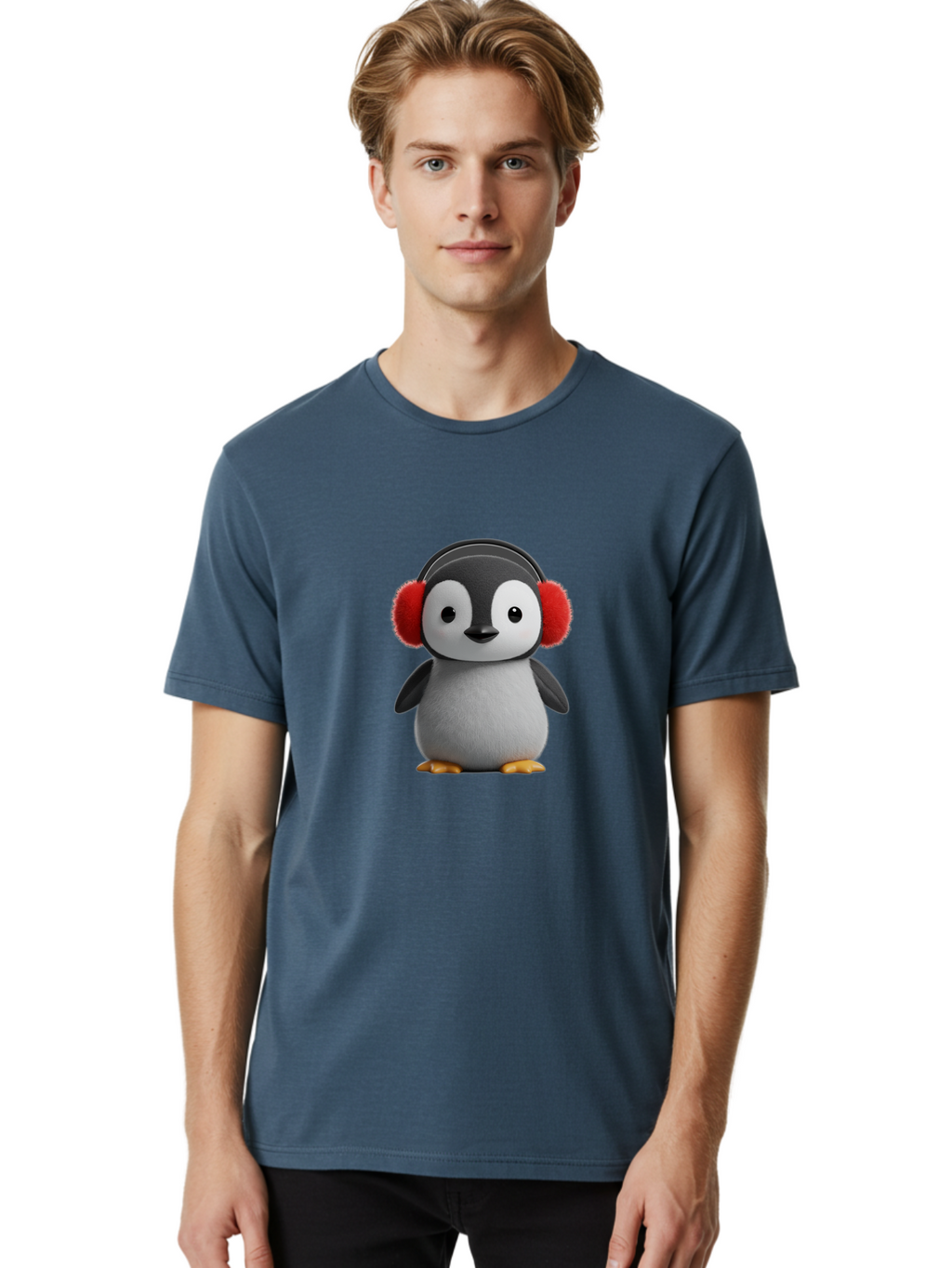 Penguin-With-Headphones Men'S Graphic Tee, 100% Cotton, Comfortable Casual Summer Wear, Machine Washable, Vintage Camera, Old Camera, Antique Camera, Black Camera, Classic Photography, Photography Equipment, Nostalgic Device, Film Camera, Ban089