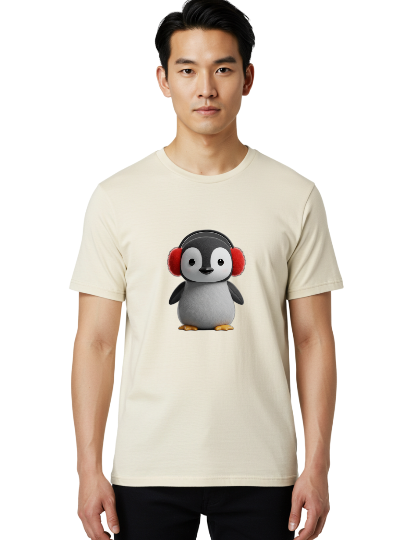 Penguin-With-Headphones Men'S Graphic Tee, 100% Cotton, Comfortable Casual Summer Wear, Machine Washable, Vintage Camera, Old Camera, Antique Camera, Black Camera, Classic Photography, Photography Equipment, Nostalgic Device, Film Camera, Ban089