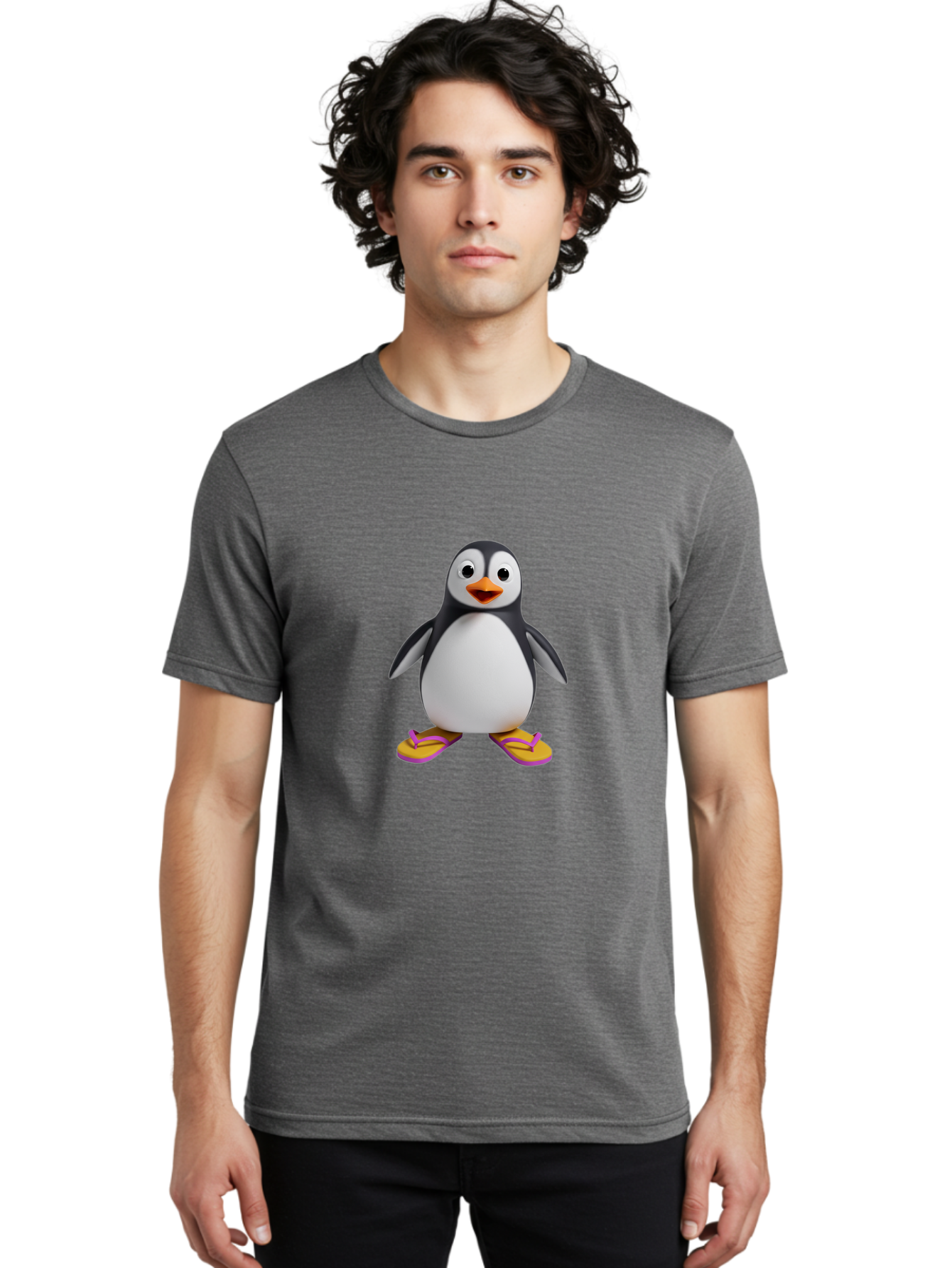 Penguin-With-Slippers-1 Men'S Graphic Tee, 100% Cotton, Comfortable Casual Summer Wear, Machine Washable, Vintage Camera, Old Camera, Antique Camera, Black Camera, Classic Photography, Photography Equipment, Nostalgic Device, Film Camera, Ban090