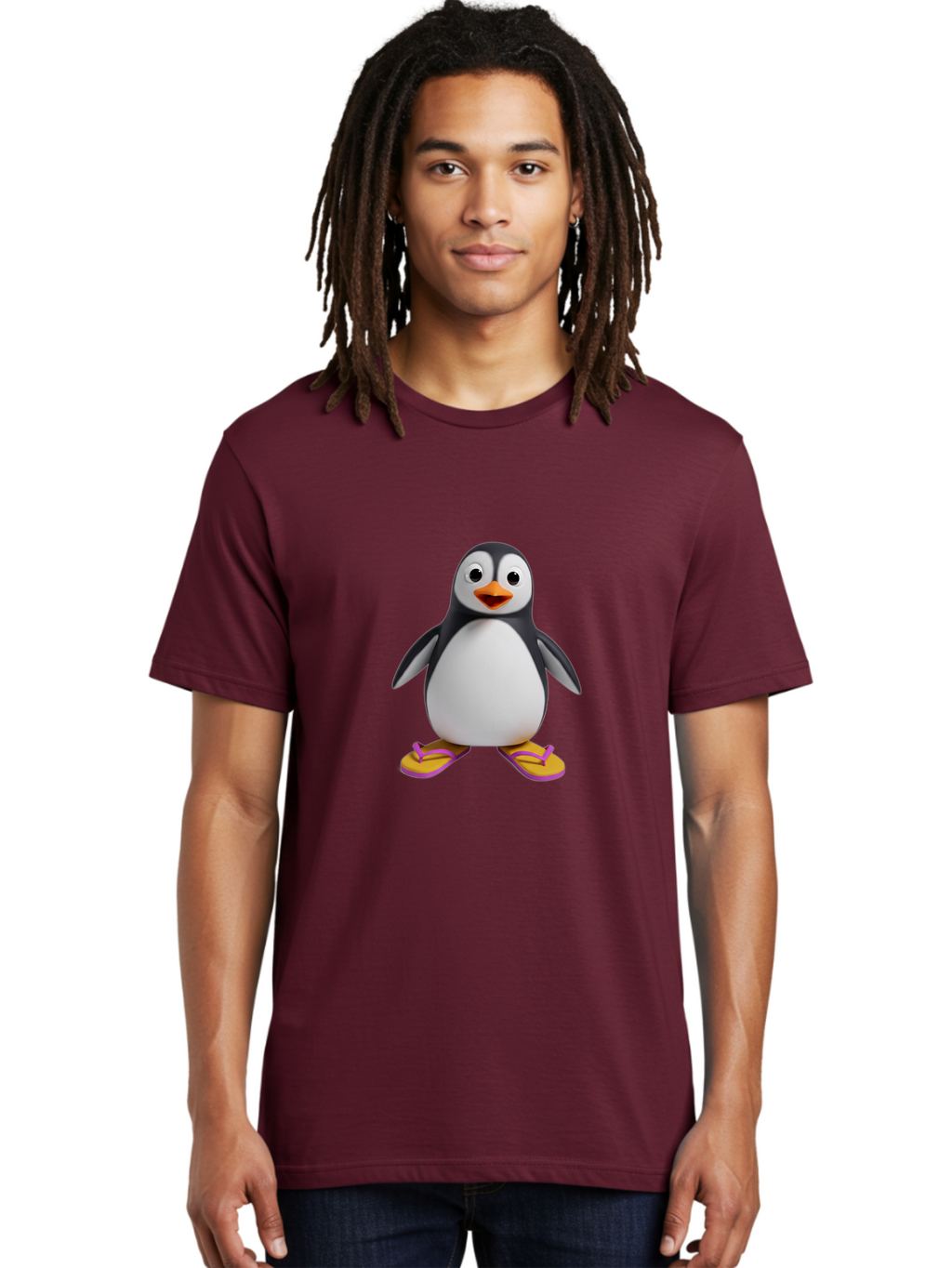 Penguin-With-Slippers-1 Men'S Graphic Tee, 100% Cotton, Comfortable Casual Summer Wear, Machine Washable, Vintage Camera, Old Camera, Antique Camera, Black Camera, Classic Photography, Photography Equipment, Nostalgic Device, Film Camera, Ban090