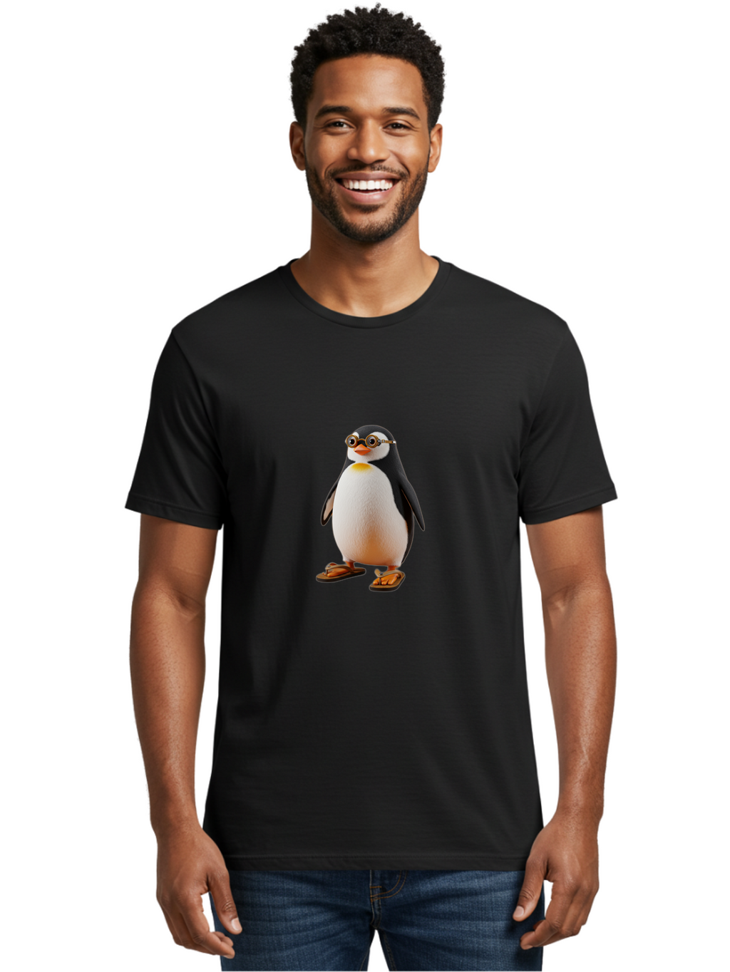 Penguin-With-Sunglasses-And-Flip-Flops Men'S Graphic Tee, 100% Cotton, Comfortable Casual Summer Wear, Machine Washable, Vintage Camera, Old Camera, Antique Camera, Black Camera, Classic Photography, Photography Equipment, Nostalgic Device, Ban091