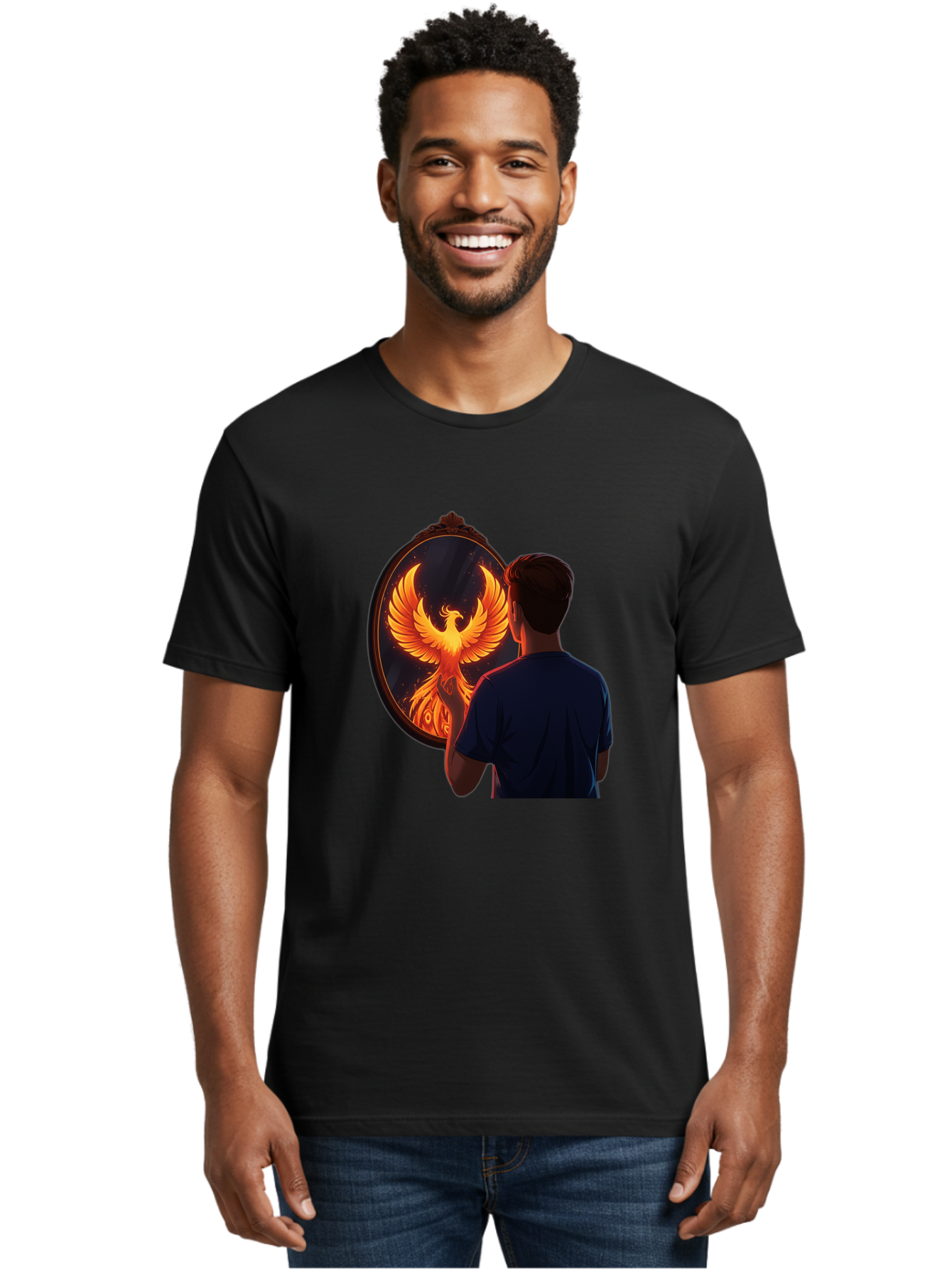 Phoenix-In-Mirror Men'S Graphic Tee, 100% Cotton, Comfortable Casual Summer Wear, Machine Washable, Vintage Camera, Old Camera, Antique Camera, Black Camera, Classic Photography, Photography Equipment, Nostalgic Device, Film Camera, Camera Art Ban098