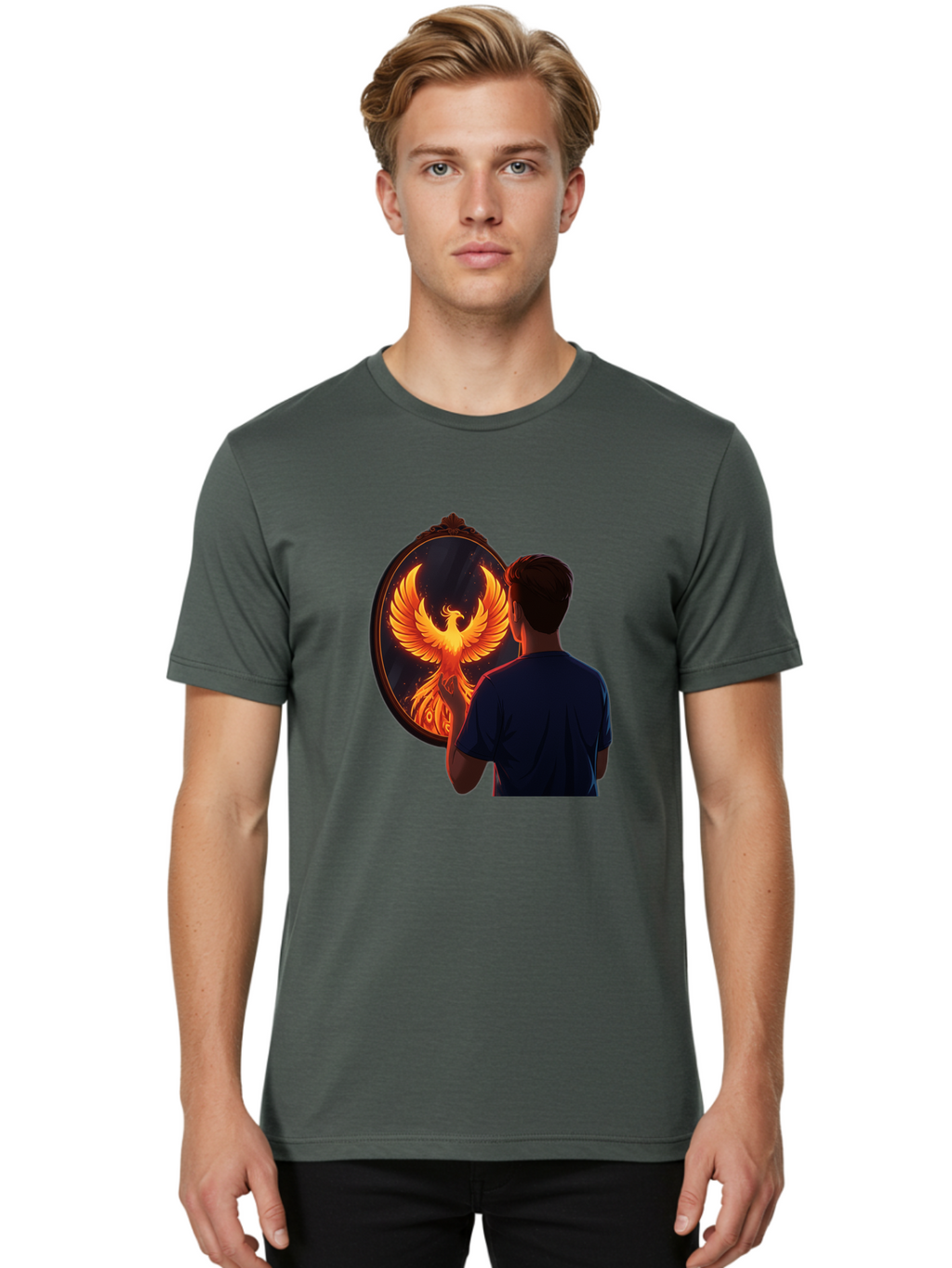 Phoenix-In-Mirror Men'S Graphic Tee, 100% Cotton, Comfortable Casual Summer Wear, Machine Washable, Vintage Camera, Old Camera, Antique Camera, Black Camera, Classic Photography, Photography Equipment, Nostalgic Device, Film Camera, Camera Art Ban098