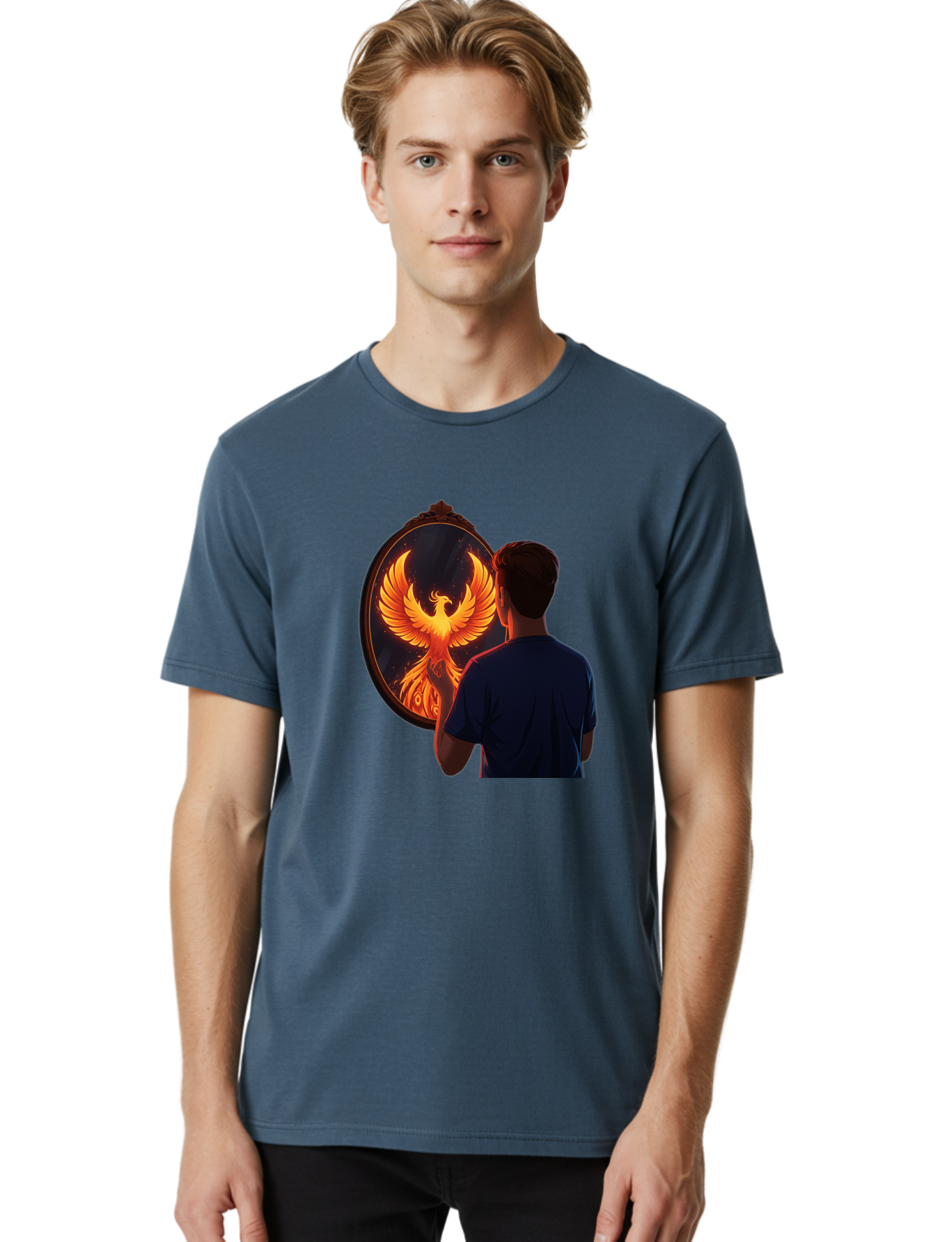 Phoenix-In-Mirror Men'S Graphic Tee, 100% Cotton, Comfortable Casual Summer Wear, Machine Washable, Vintage Camera, Old Camera, Antique Camera, Black Camera, Classic Photography, Photography Equipment, Nostalgic Device, Film Camera, Camera Art Ban098
