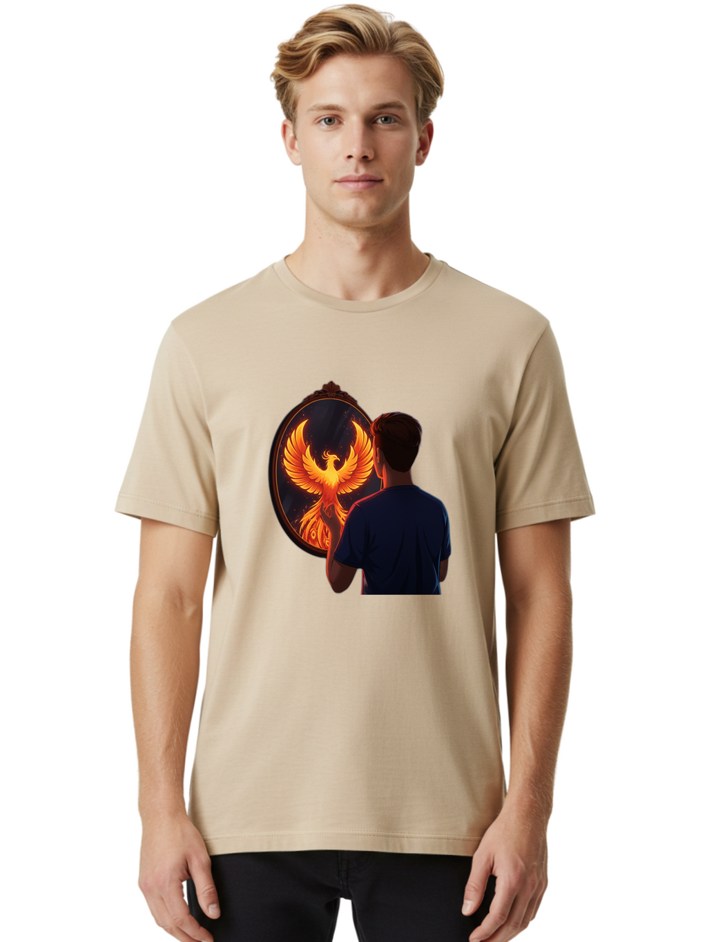 Phoenix-In-Mirror Men'S Graphic Tee, 100% Cotton, Comfortable Casual Summer Wear, Machine Washable, Vintage Camera, Old Camera, Antique Camera, Black Camera, Classic Photography, Photography Equipment, Nostalgic Device, Film Camera, Camera Art Ban098