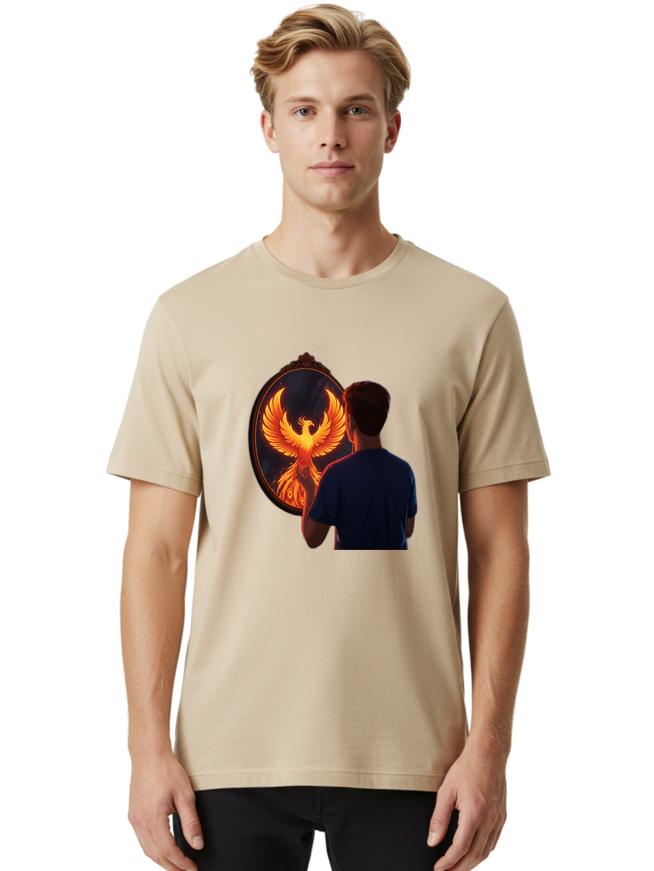 Phoenix-In-Mirror Men'S Graphic Tee, 100% Cotton, Comfortable Casual Summer Wear, Machine Washable, Vintage Camera, Old Camera, Antique Camera, Black Camera, Classic Photography, Photography Equipment, Nostalgic Device, Film Camera, Camera Art Ban098