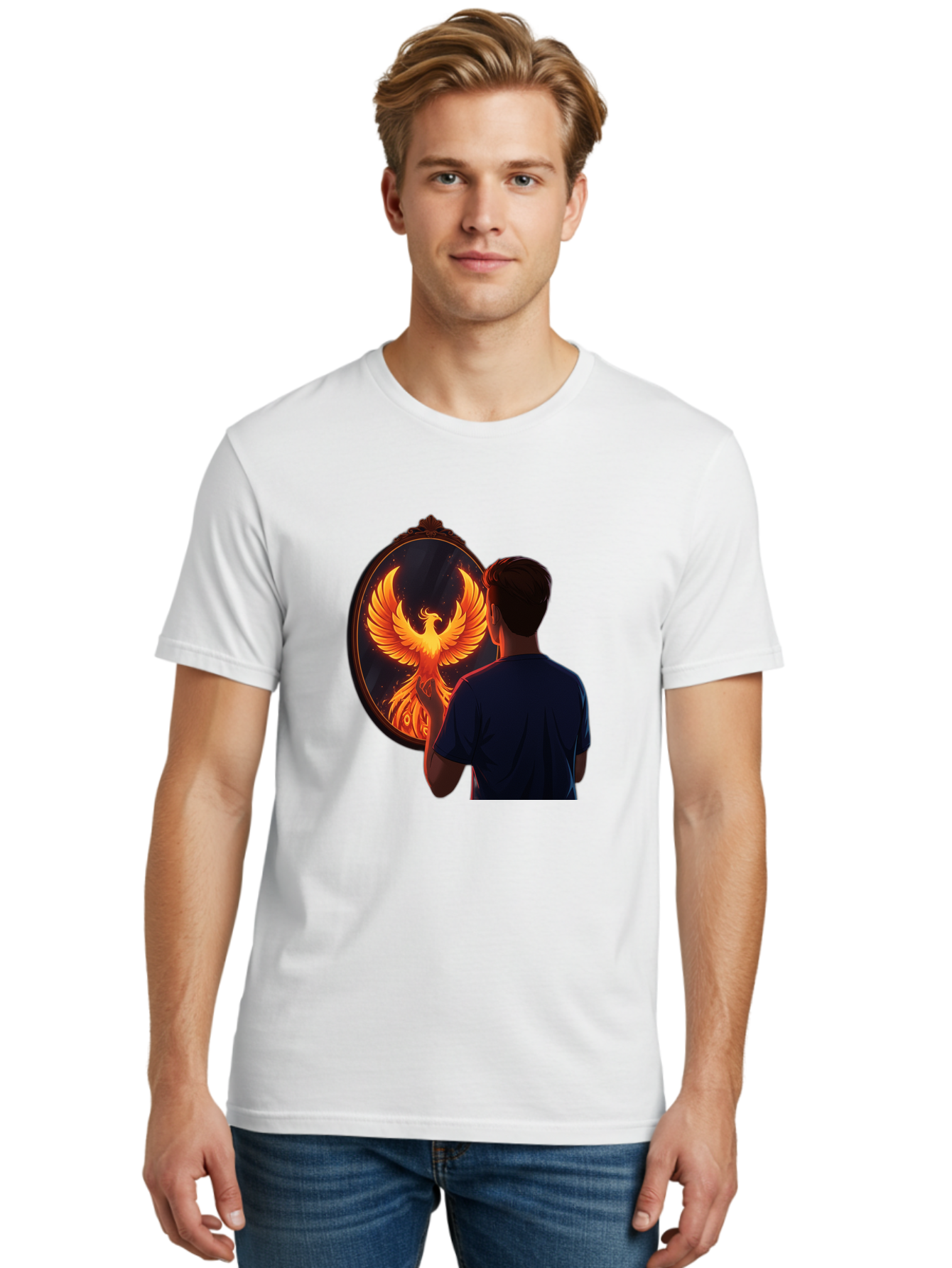 Phoenix-In-Mirror Men'S Graphic Tee, 100% Cotton, Comfortable Casual Summer Wear, Machine Washable, Vintage Camera, Old Camera, Antique Camera, Black Camera, Classic Photography, Photography Equipment, Nostalgic Device, Film Camera, Camera Art Ban098