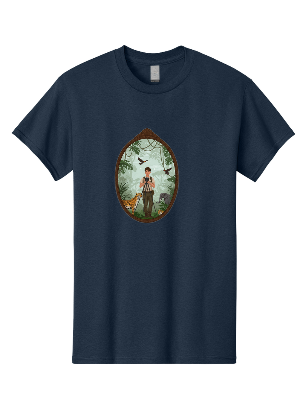 Photographer-In-Jungle Men'S Graphic Tee, 100% Cotton, Comfortable Casual Summer Wear, Machine Washable, Vintage Camera, Old Camera, Antique Camera, Black Camera, Classic Photography, Photography Equipment, Nostalgic Device, Film Camera, Ban100