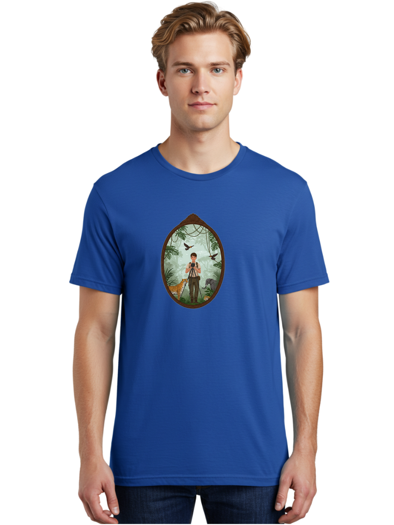 Photographer-In-Jungle Men'S Graphic Tee, 100% Cotton, Comfortable Casual Summer Wear, Machine Washable, Vintage Camera, Old Camera, Antique Camera, Black Camera, Classic Photography, Photography Equipment, Nostalgic Device, Film Camera, Ban100