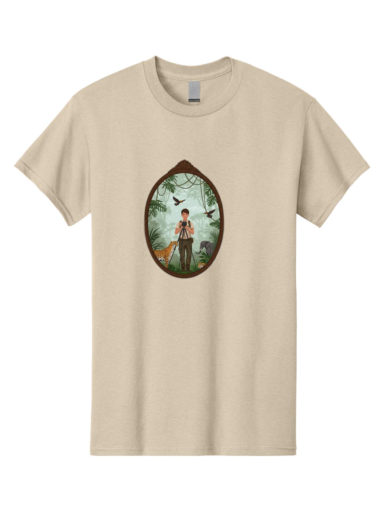 Photographer-In-Jungle Men'S Graphic Tee, 100% Cotton, Comfortable Casual Summer Wear, Machine Washable, Vintage Camera, Old Camera, Antique Camera, Black Camera, Classic Photography, Photography Equipment, Nostalgic Device, Film Camera, Ban100