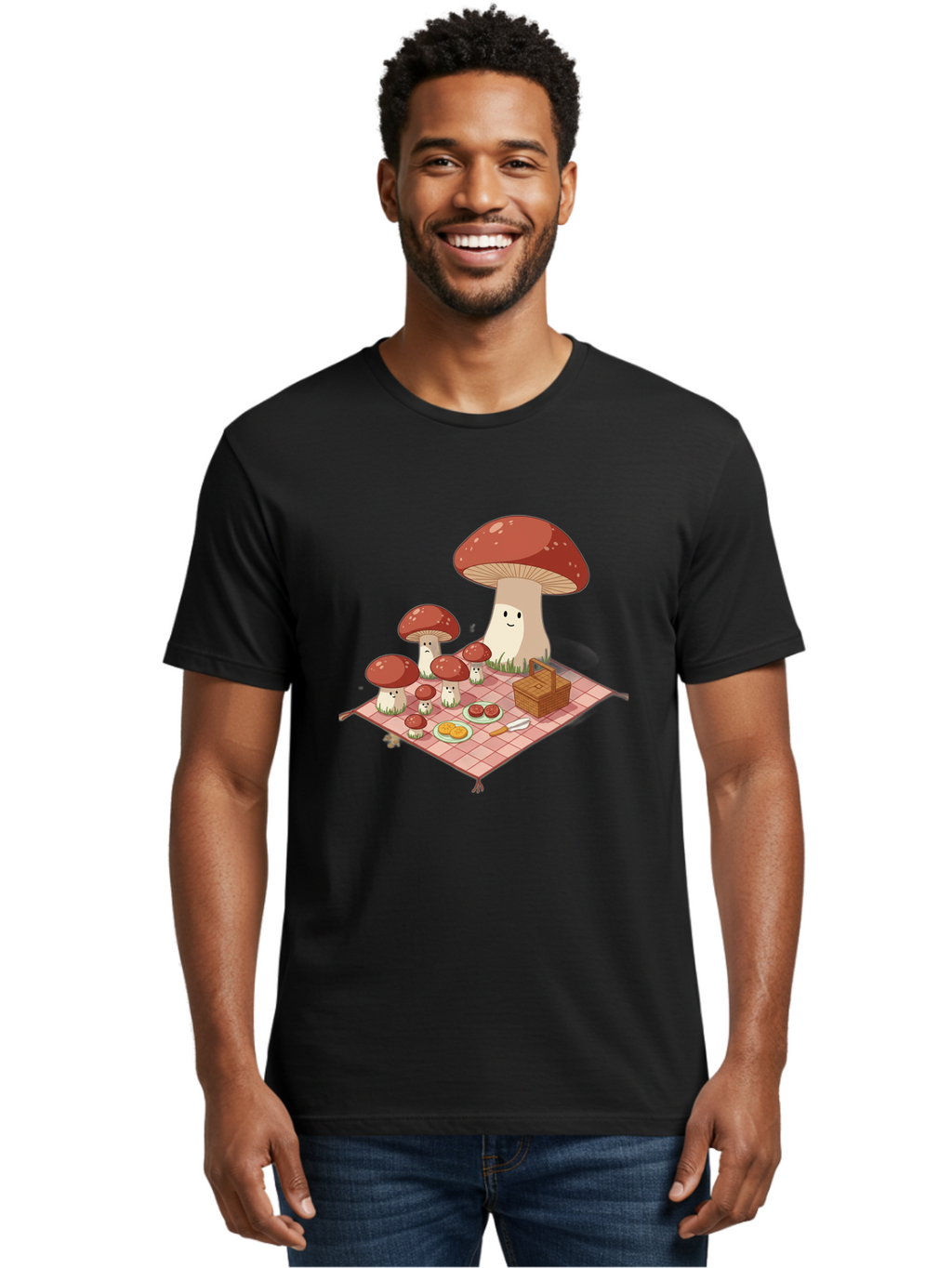 Picnic-Mushrooms Men'S Graphic Tee, 100% Cotton, Comfortable Casual Summer Wear, Machine Washable, Vintage Camera, Old Camera, Antique Camera, Black Camera, Classic Photography, Photography Equipment, Nostalgic Device, Film Camera, Camera Art Ban101