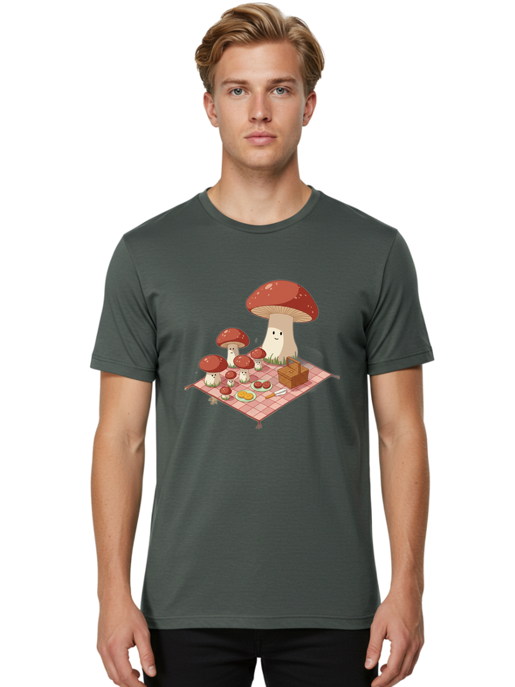Picnic-Mushrooms Men'S Graphic Tee, 100% Cotton, Comfortable Casual Summer Wear, Machine Washable, Vintage Camera, Old Camera, Antique Camera, Black Camera, Classic Photography, Photography Equipment, Nostalgic Device, Film Camera, Camera Art Ban101