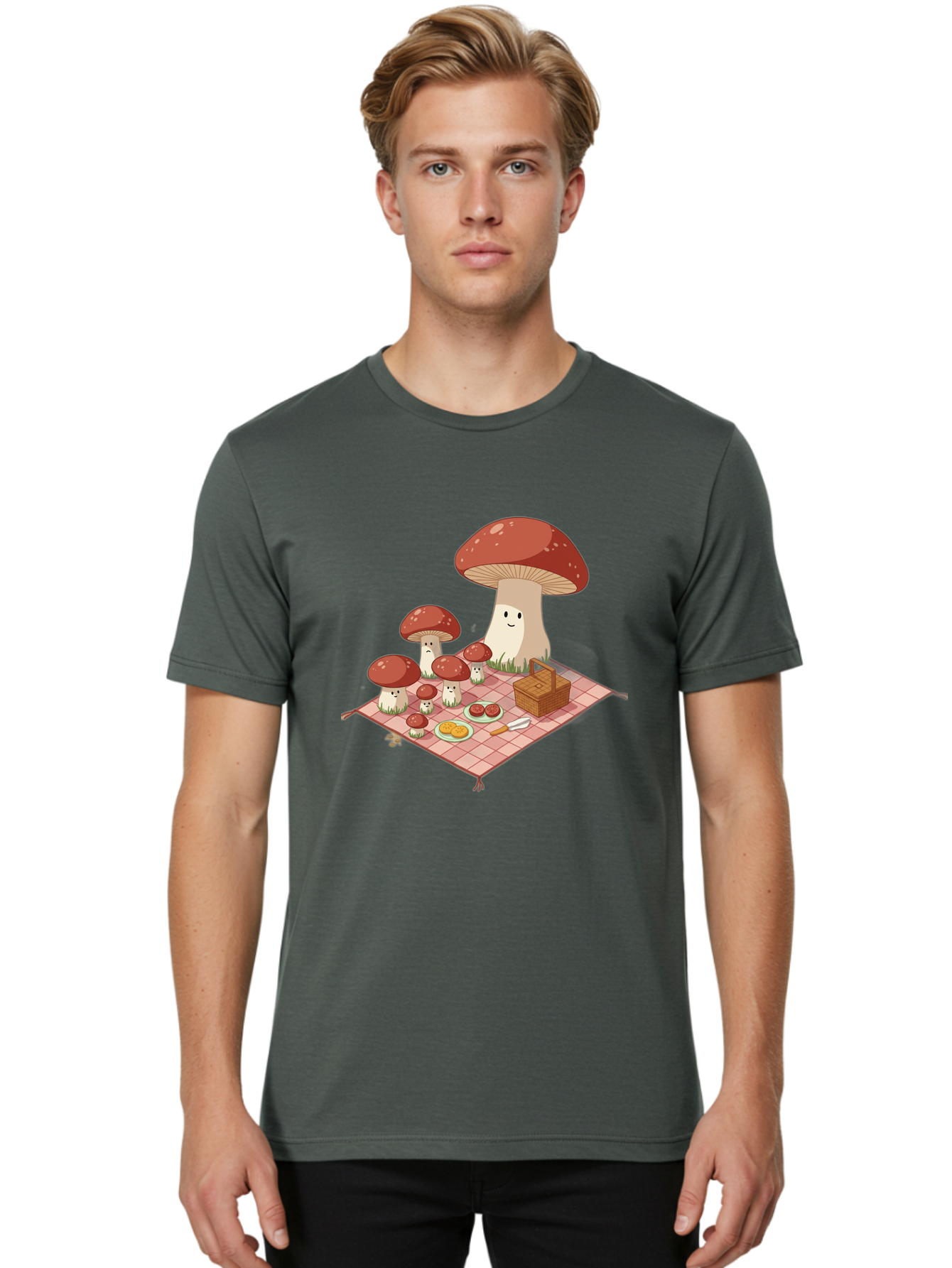 Picnic-Mushrooms Men'S Graphic Tee, 100% Cotton, Comfortable Casual Summer Wear, Machine Washable, Vintage Camera, Old Camera, Antique Camera, Black Camera, Classic Photography, Photography Equipment, Nostalgic Device, Film Camera, Camera Art Ban101