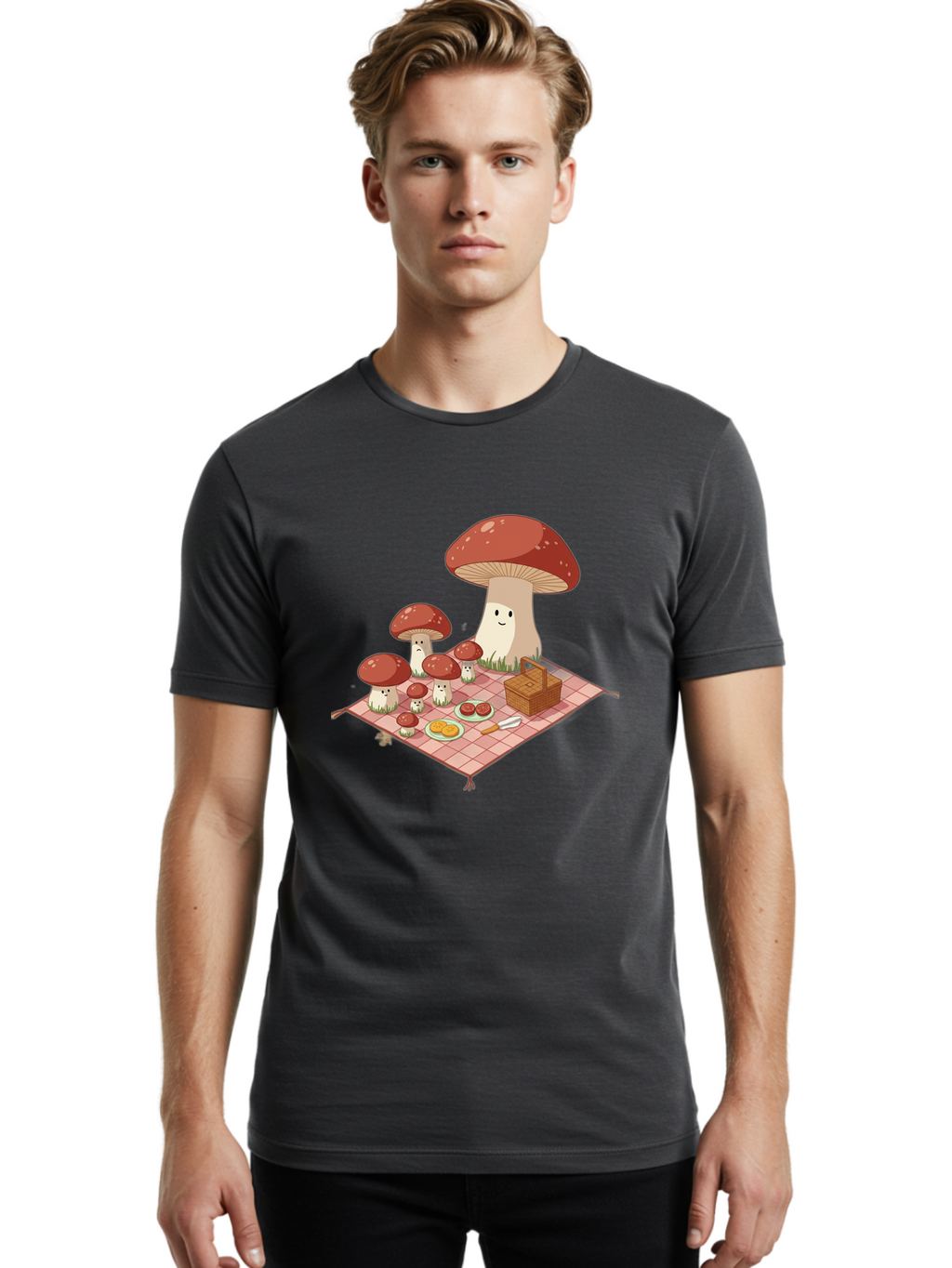 Picnic-Mushrooms Men'S Graphic Tee, 100% Cotton, Comfortable Casual Summer Wear, Machine Washable, Vintage Camera, Old Camera, Antique Camera, Black Camera, Classic Photography, Photography Equipment, Nostalgic Device, Film Camera, Camera Art Ban101
