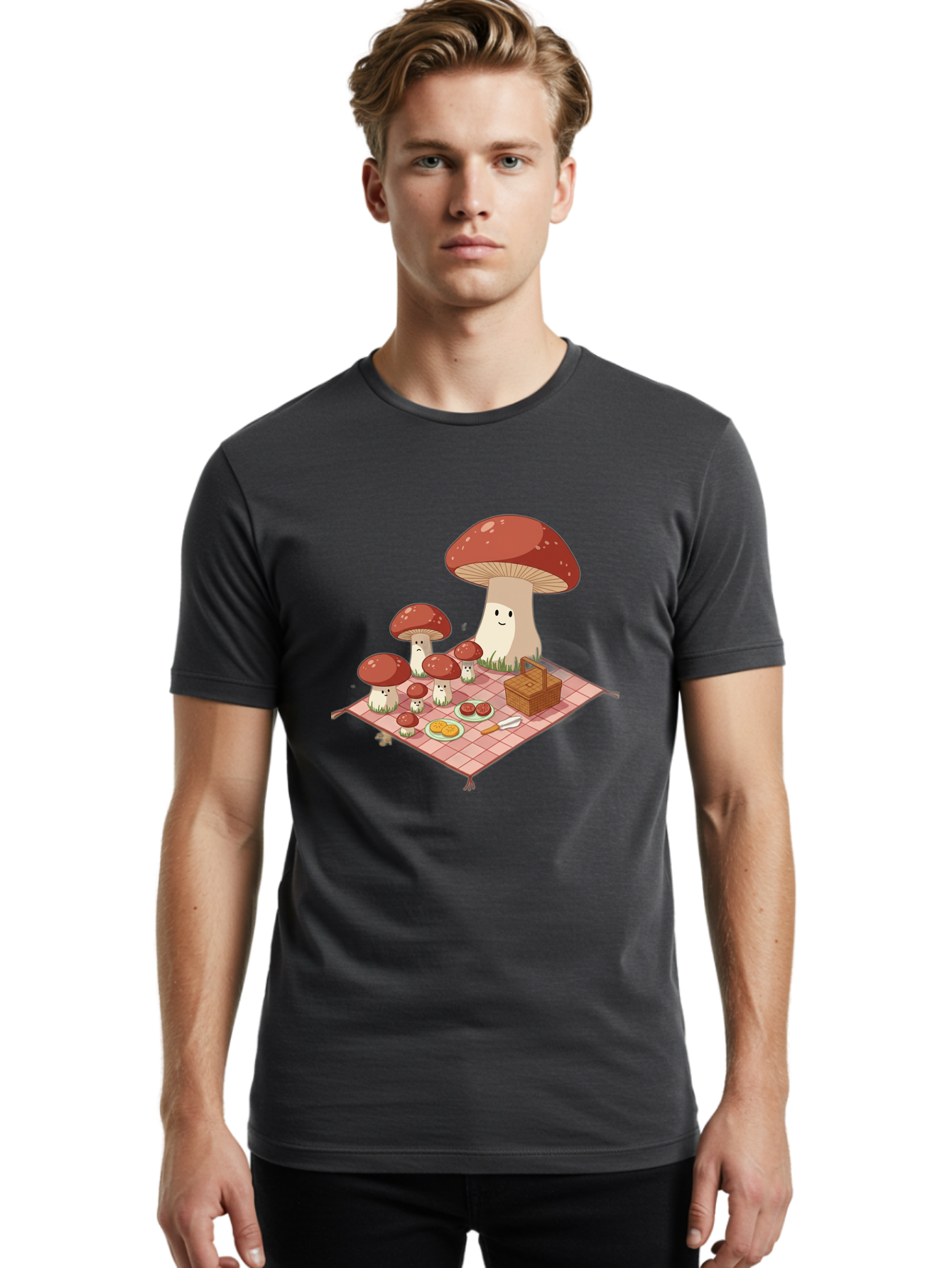 Picnic-Mushrooms Men'S Graphic Tee, 100% Cotton, Comfortable Casual Summer Wear, Machine Washable, Vintage Camera, Old Camera, Antique Camera, Black Camera, Classic Photography, Photography Equipment, Nostalgic Device, Film Camera, Camera Art Ban101