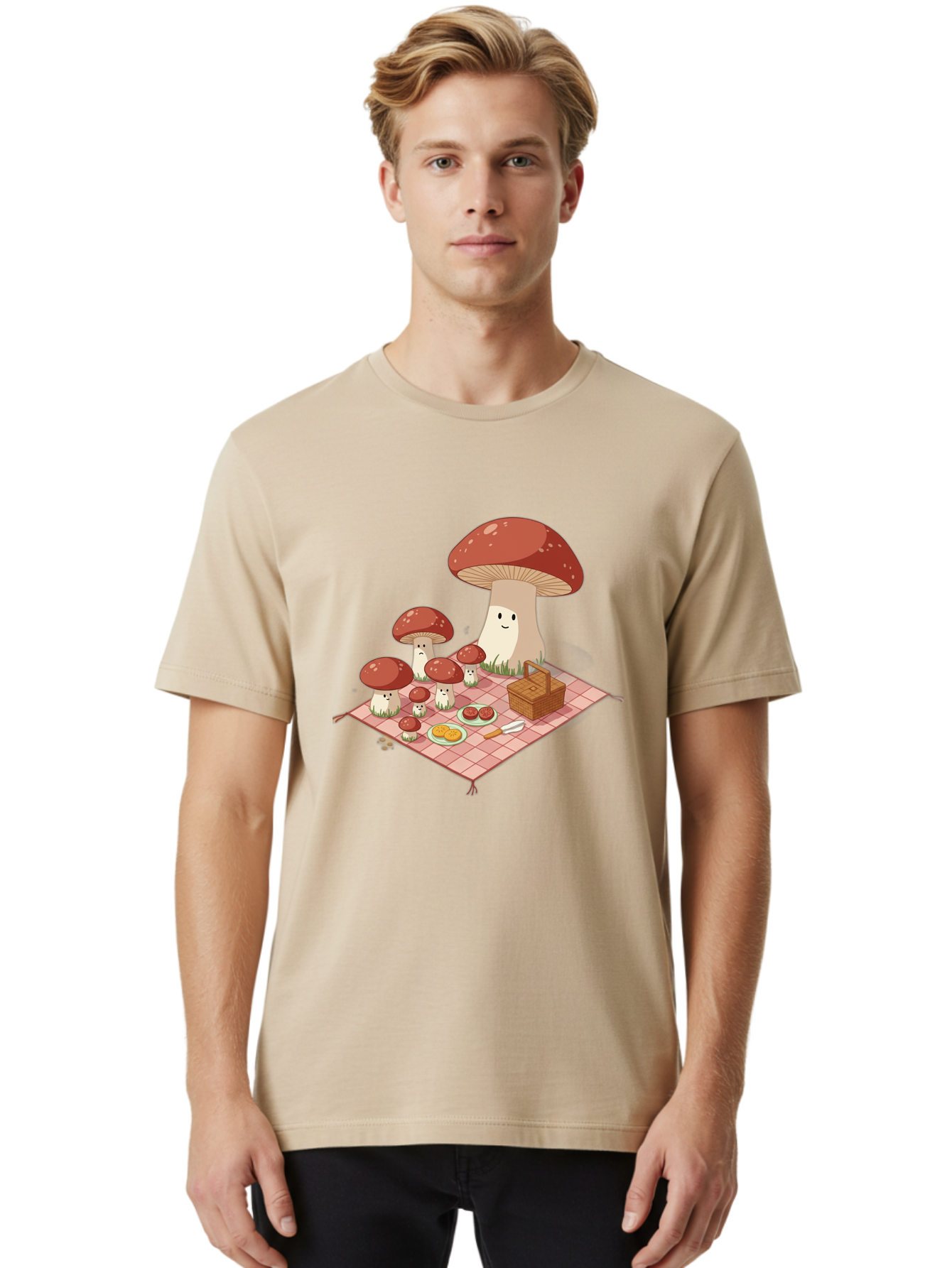 Picnic-Mushrooms Men'S Graphic Tee, 100% Cotton, Comfortable Casual Summer Wear, Machine Washable, Vintage Camera, Old Camera, Antique Camera, Black Camera, Classic Photography, Photography Equipment, Nostalgic Device, Film Camera, Camera Art Ban101
