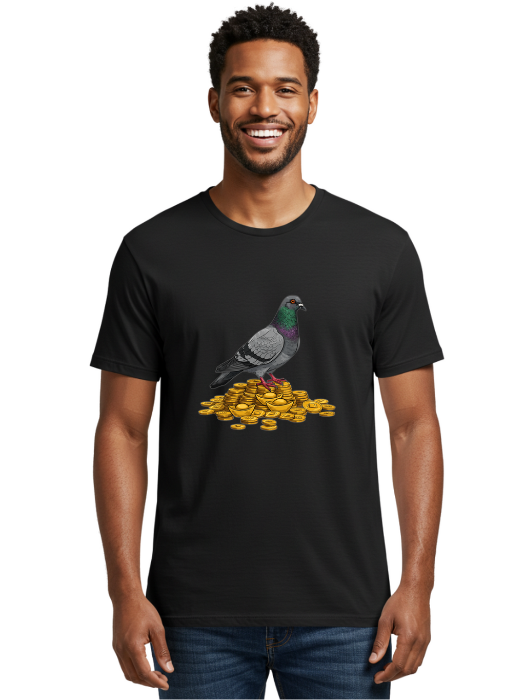 Pigeon-On-Gold-Coins Men'S Graphic Tee, 100% Cotton, Comfortable Casual Summer Wear, Machine Washable, Vintage Camera, Old Camera, Antique Camera, Black Camera, Classic Photography, Photography Equipment, Nostalgic Device, Film Camera, Ban105
