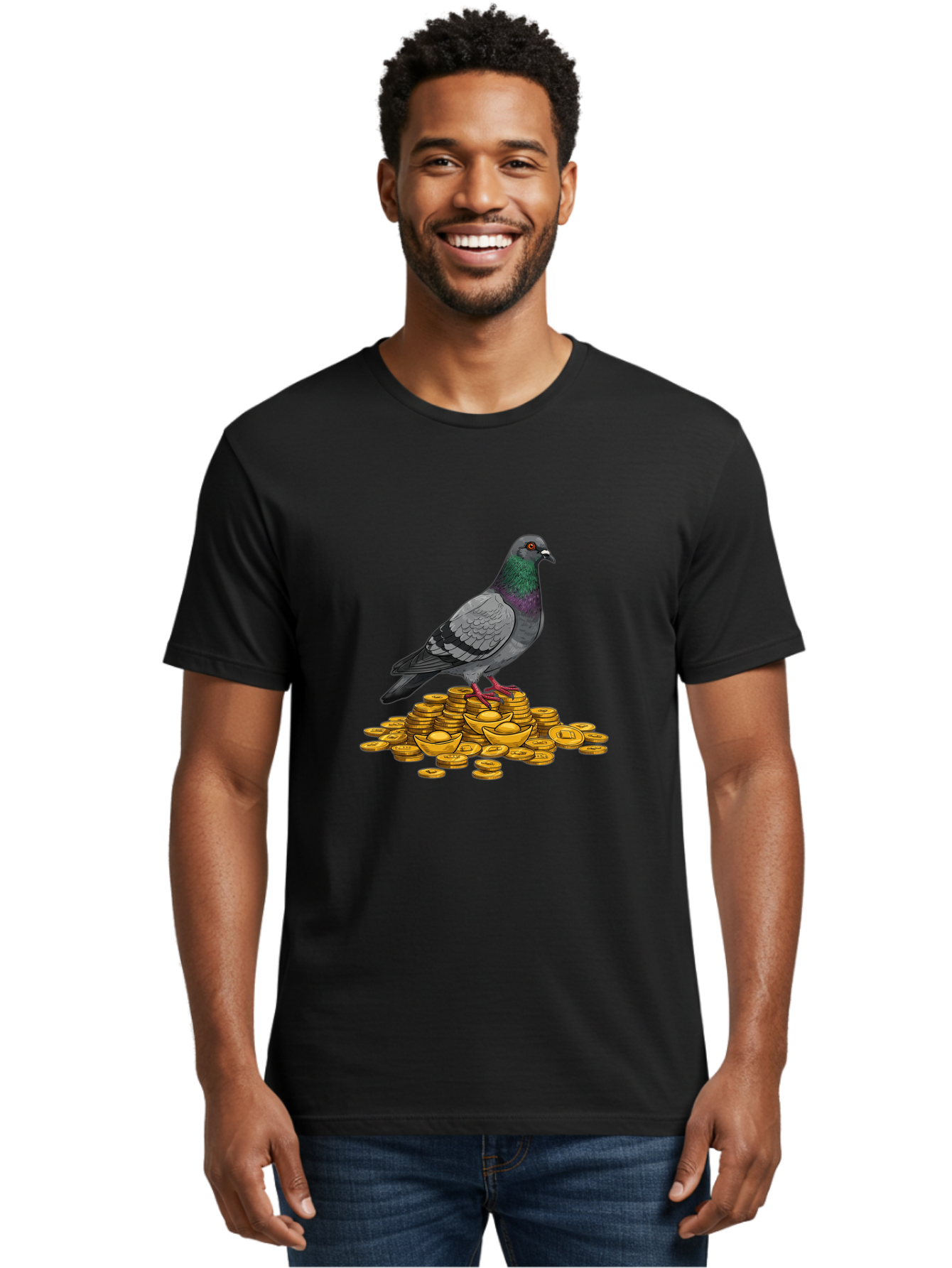 Pigeon-On-Gold-Coins Men'S Graphic Tee, 100% Cotton, Comfortable Casual Summer Wear, Machine Washable, Vintage Camera, Old Camera, Antique Camera, Black Camera, Classic Photography, Photography Equipment, Nostalgic Device, Film Camera, Ban105