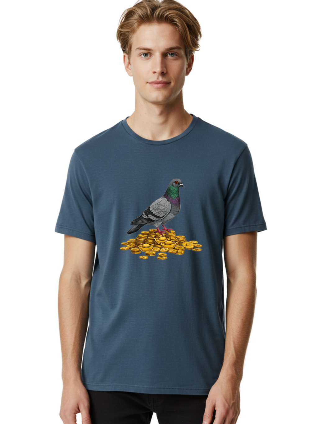 Pigeon-On-Gold-Coins Men'S Graphic Tee, 100% Cotton, Comfortable Casual Summer Wear, Machine Washable, Vintage Camera, Old Camera, Antique Camera, Black Camera, Classic Photography, Photography Equipment, Nostalgic Device, Film Camera, Ban105