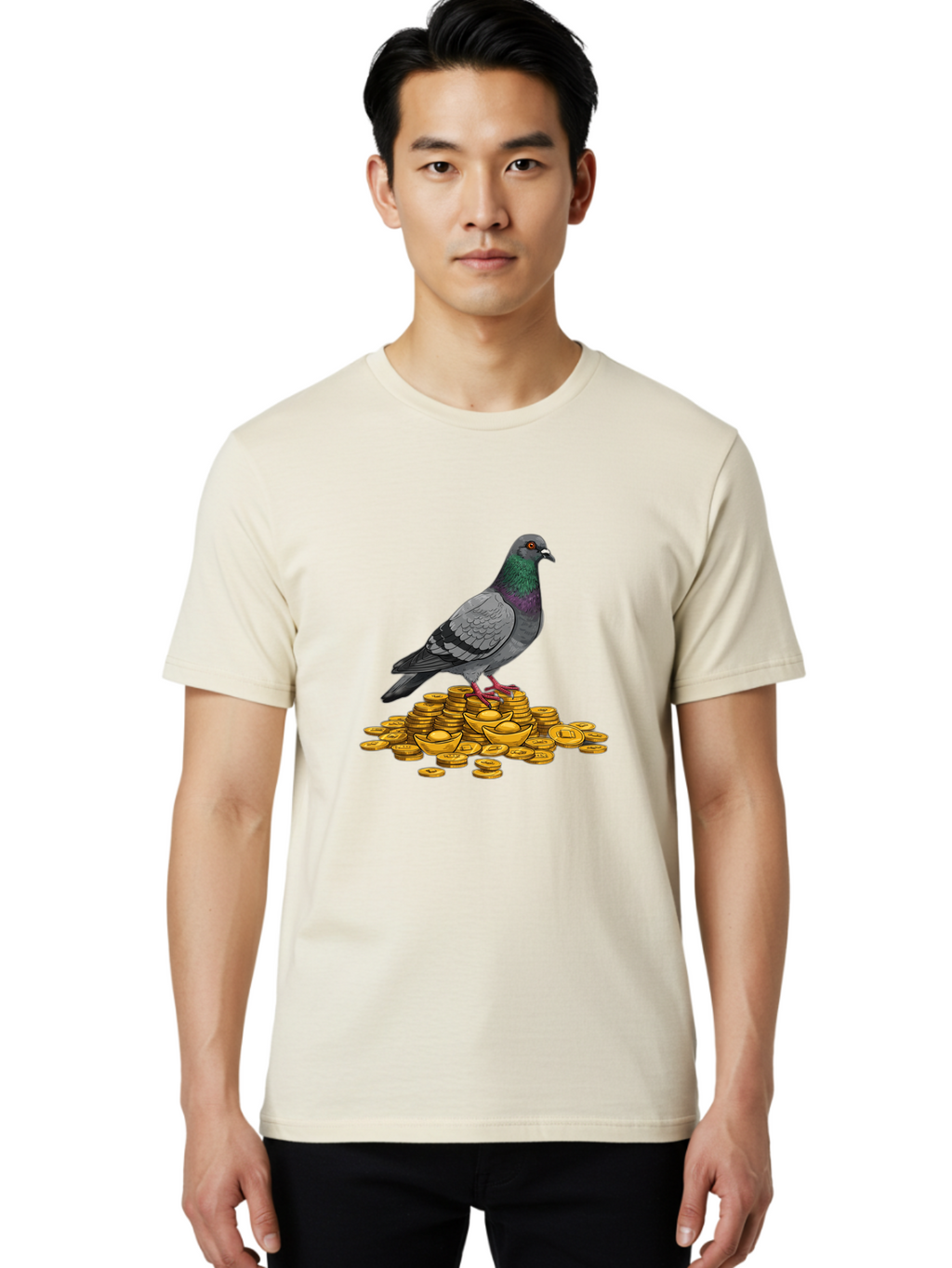 Pigeon-On-Gold-Coins Men'S Graphic Tee, 100% Cotton, Comfortable Casual Summer Wear, Machine Washable, Vintage Camera, Old Camera, Antique Camera, Black Camera, Classic Photography, Photography Equipment, Nostalgic Device, Film Camera, Ban105