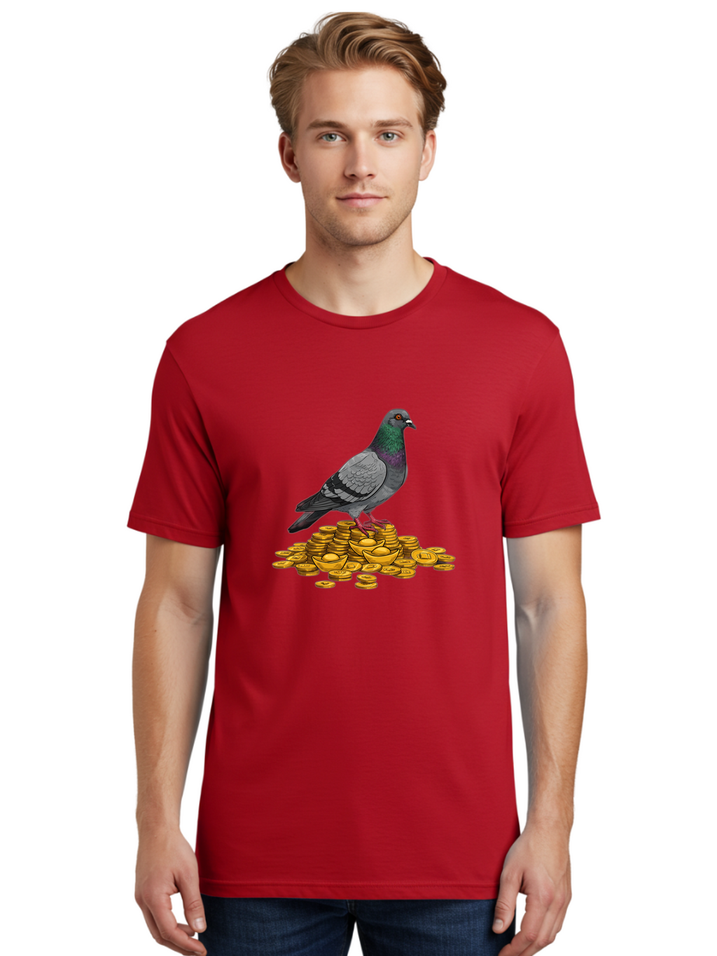 Pigeon-On-Gold-Coins Men'S Graphic Tee, 100% Cotton, Comfortable Casual Summer Wear, Machine Washable, Vintage Camera, Old Camera, Antique Camera, Black Camera, Classic Photography, Photography Equipment, Nostalgic Device, Film Camera, Ban105