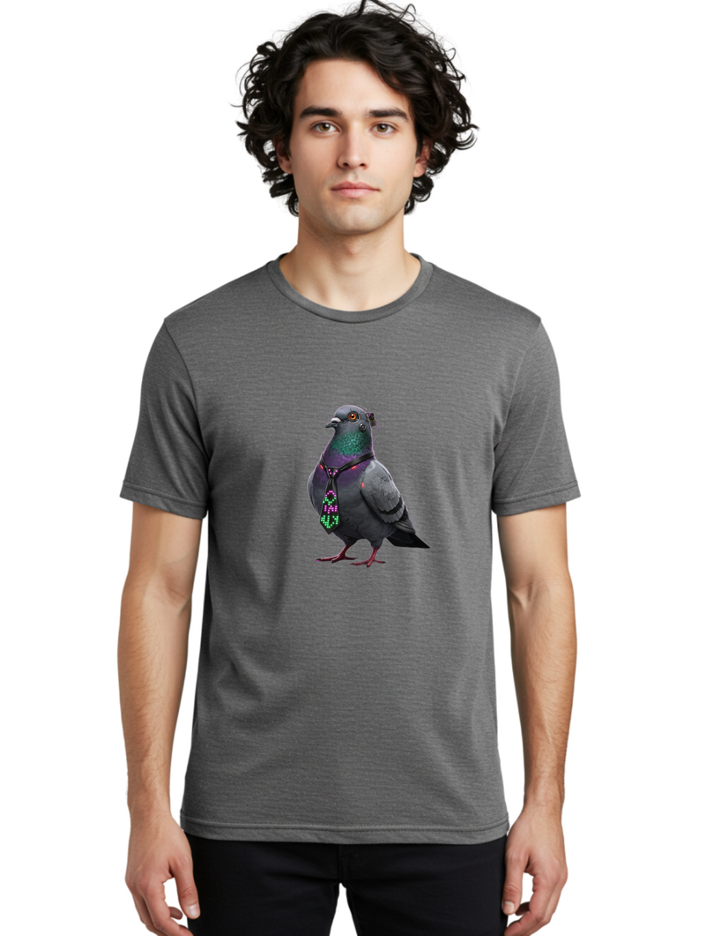 Pigeon-With-Futuristic-Tie Men'S Graphic Tee, 100% Cotton, Comfortable Casual Summer Wear, Machine Washable, Vintage Camera, Old Camera, Antique Camera, Black Camera, Classic Photography, Photography Equipment, Nostalgic Device, Film Camera, Ban106
