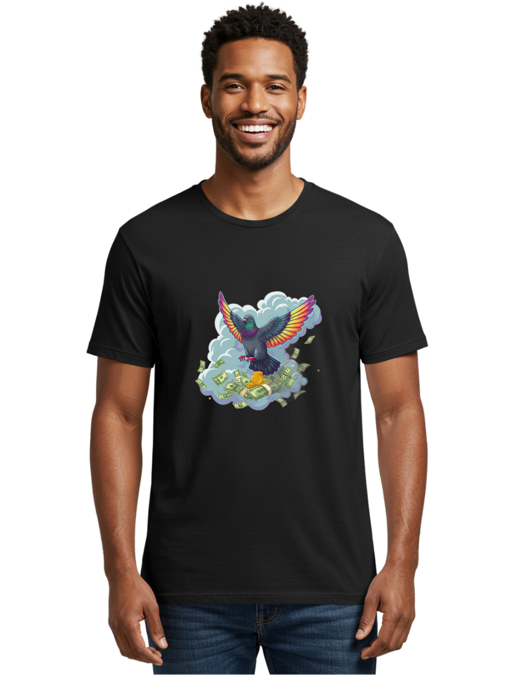 Pigeon-With-Rainbow-Wings Men'S Graphic Tee, 100% Cotton, Comfortable Casual Summer Wear, Machine Washable, Vintage Camera, Old Camera, Antique Camera, Black Camera, Classic Photography, Photography Equipment, Nostalgic Device, Film Camera, Ban108