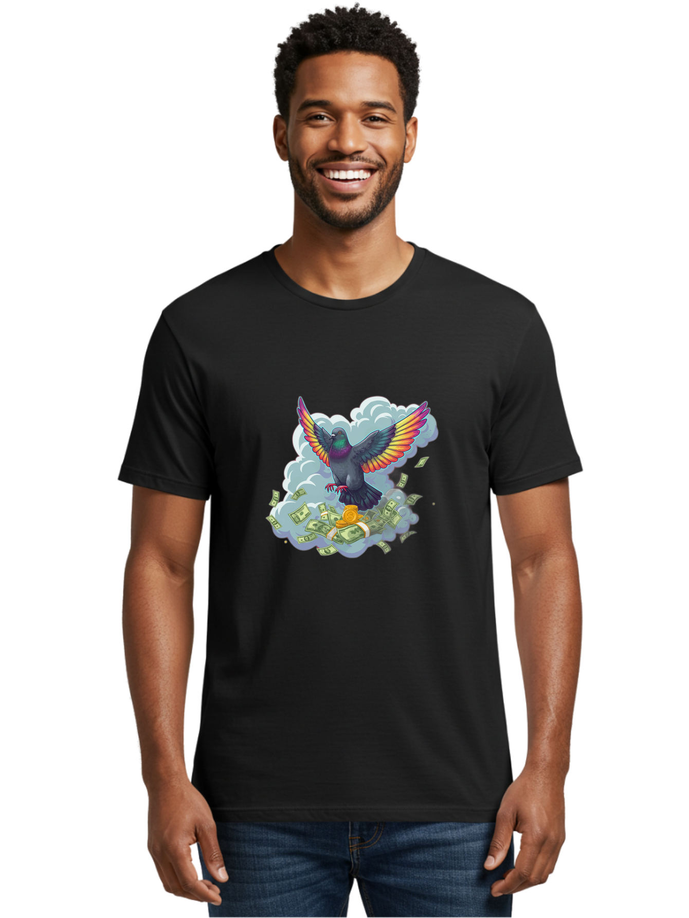 Pigeon-With-Rainbow-Wings Men'S Graphic Tee, 100% Cotton, Comfortable Casual Summer Wear, Machine Washable, Vintage Camera, Old Camera, Antique Camera, Black Camera, Classic Photography, Photography Equipment, Nostalgic Device, Film Camera, Ban108