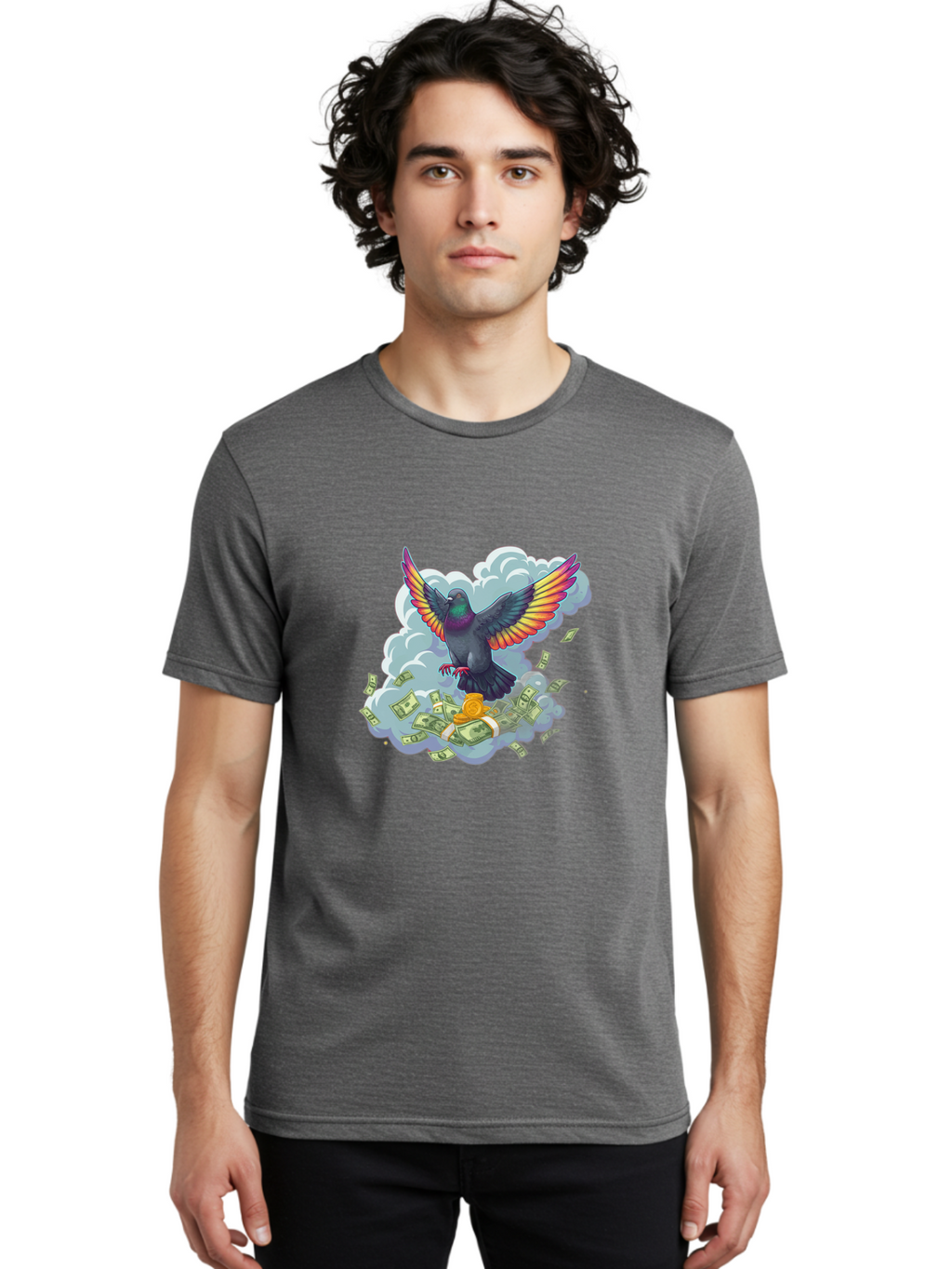 Pigeon-With-Rainbow-Wings Men'S Graphic Tee, 100% Cotton, Comfortable Casual Summer Wear, Machine Washable, Vintage Camera, Old Camera, Antique Camera, Black Camera, Classic Photography, Photography Equipment, Nostalgic Device, Film Camera, Ban108