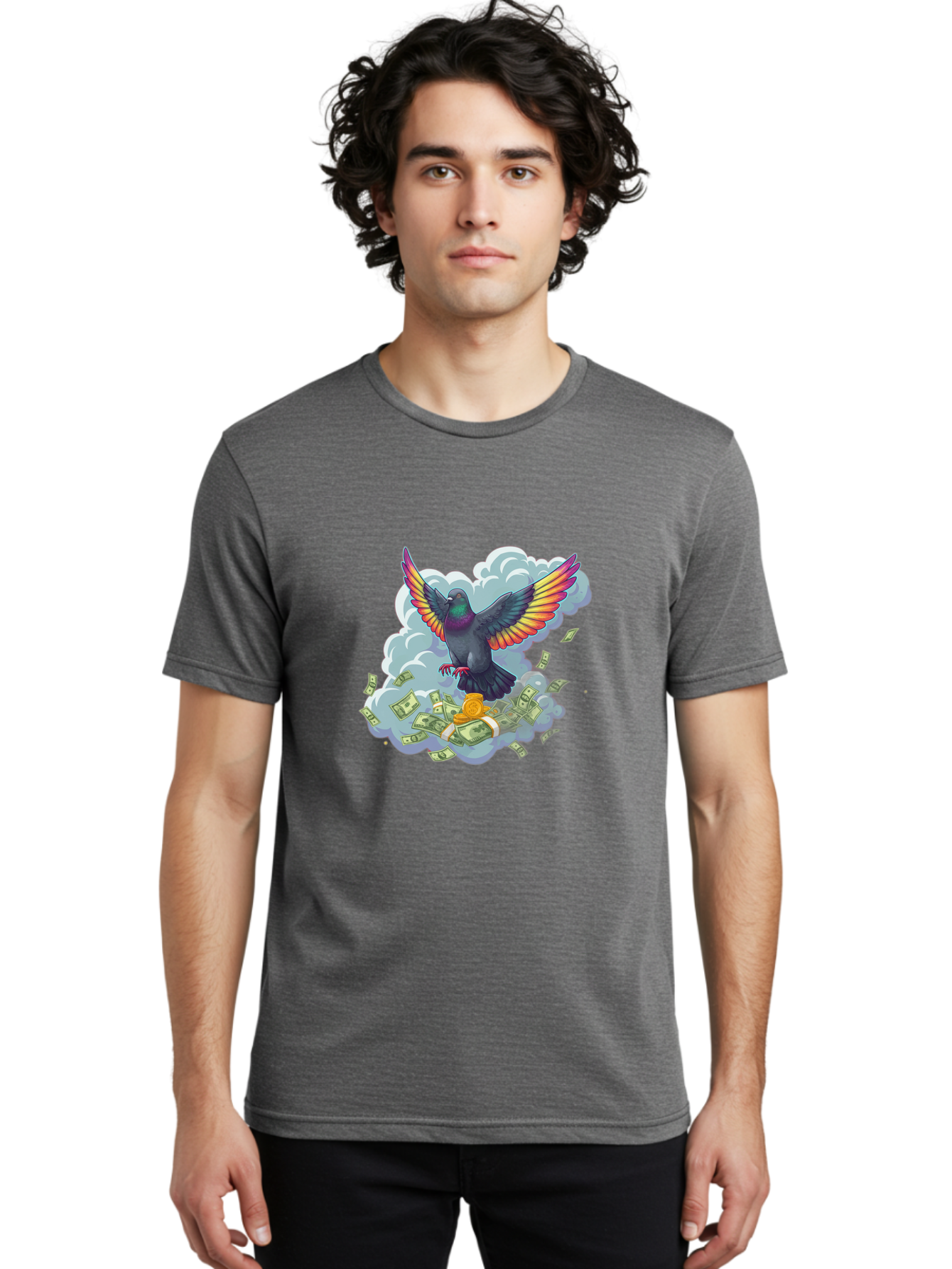 Pigeon-With-Rainbow-Wings Men'S Graphic Tee, 100% Cotton, Comfortable Casual Summer Wear, Machine Washable, Vintage Camera, Old Camera, Antique Camera, Black Camera, Classic Photography, Photography Equipment, Nostalgic Device, Film Camera, Ban108