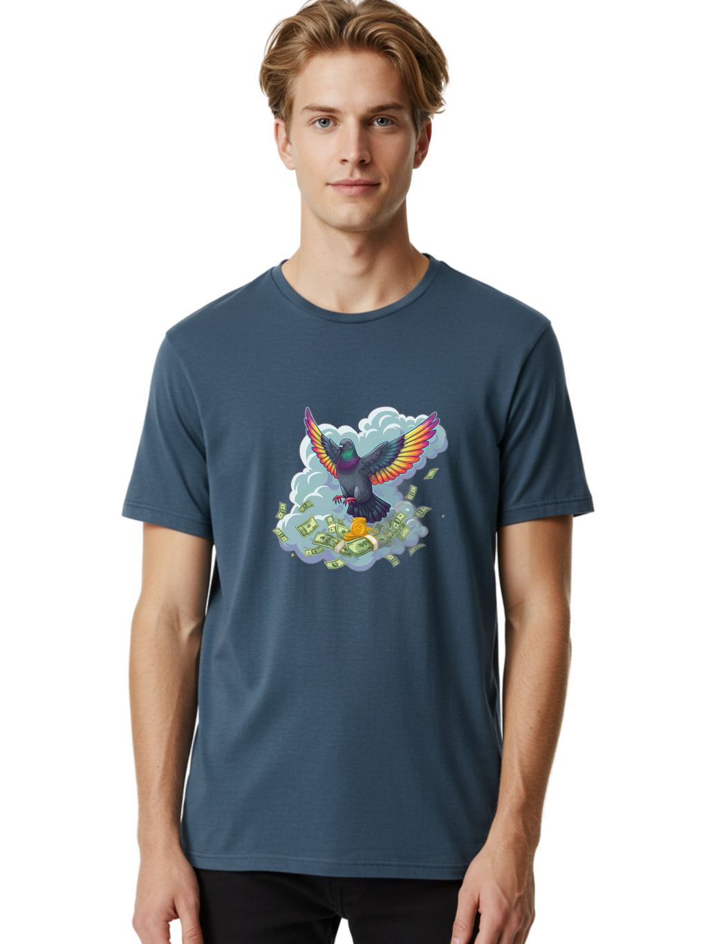 Pigeon-With-Rainbow-Wings Men'S Graphic Tee, 100% Cotton, Comfortable Casual Summer Wear, Machine Washable, Vintage Camera, Old Camera, Antique Camera, Black Camera, Classic Photography, Photography Equipment, Nostalgic Device, Film Camera, Ban108