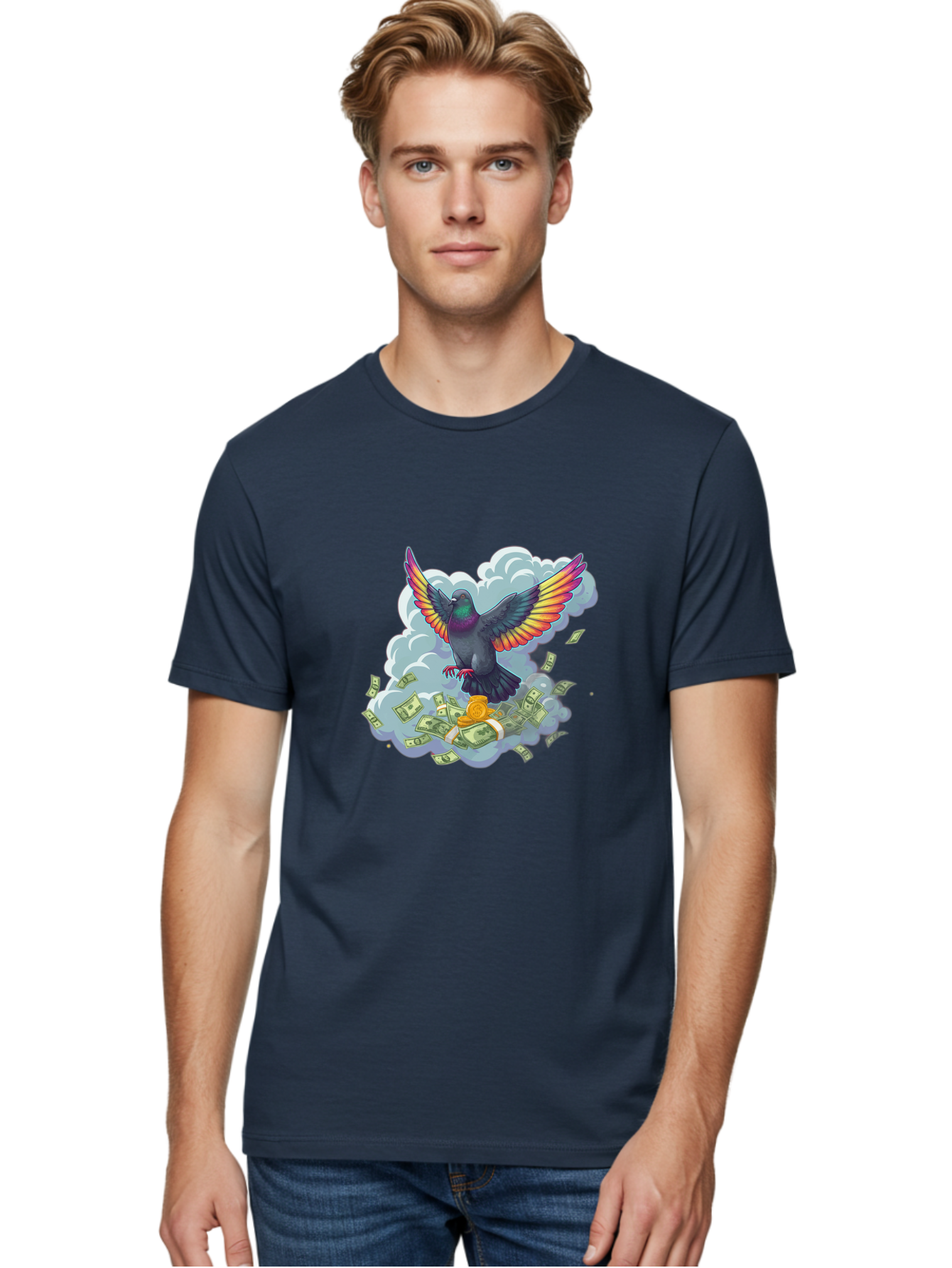 Pigeon-With-Rainbow-Wings Men'S Graphic Tee, 100% Cotton, Comfortable Casual Summer Wear, Machine Washable, Vintage Camera, Old Camera, Antique Camera, Black Camera, Classic Photography, Photography Equipment, Nostalgic Device, Film Camera, Ban108