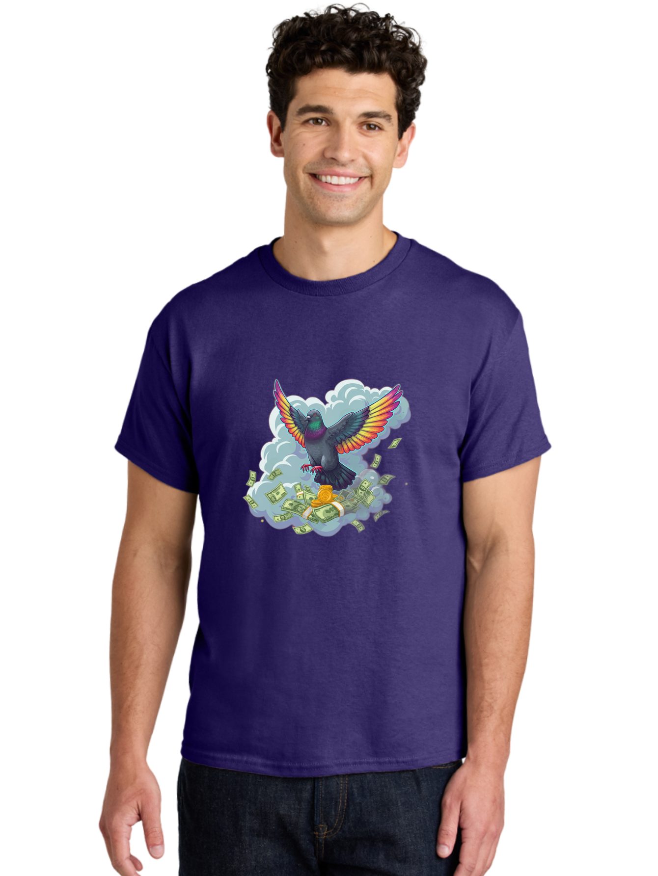Pigeon-With-Rainbow-Wings Men'S Graphic Tee, 100% Cotton, Comfortable Casual Summer Wear, Machine Washable, Vintage Camera, Old Camera, Antique Camera, Black Camera, Classic Photography, Photography Equipment, Nostalgic Device, Film Camera, Ban108