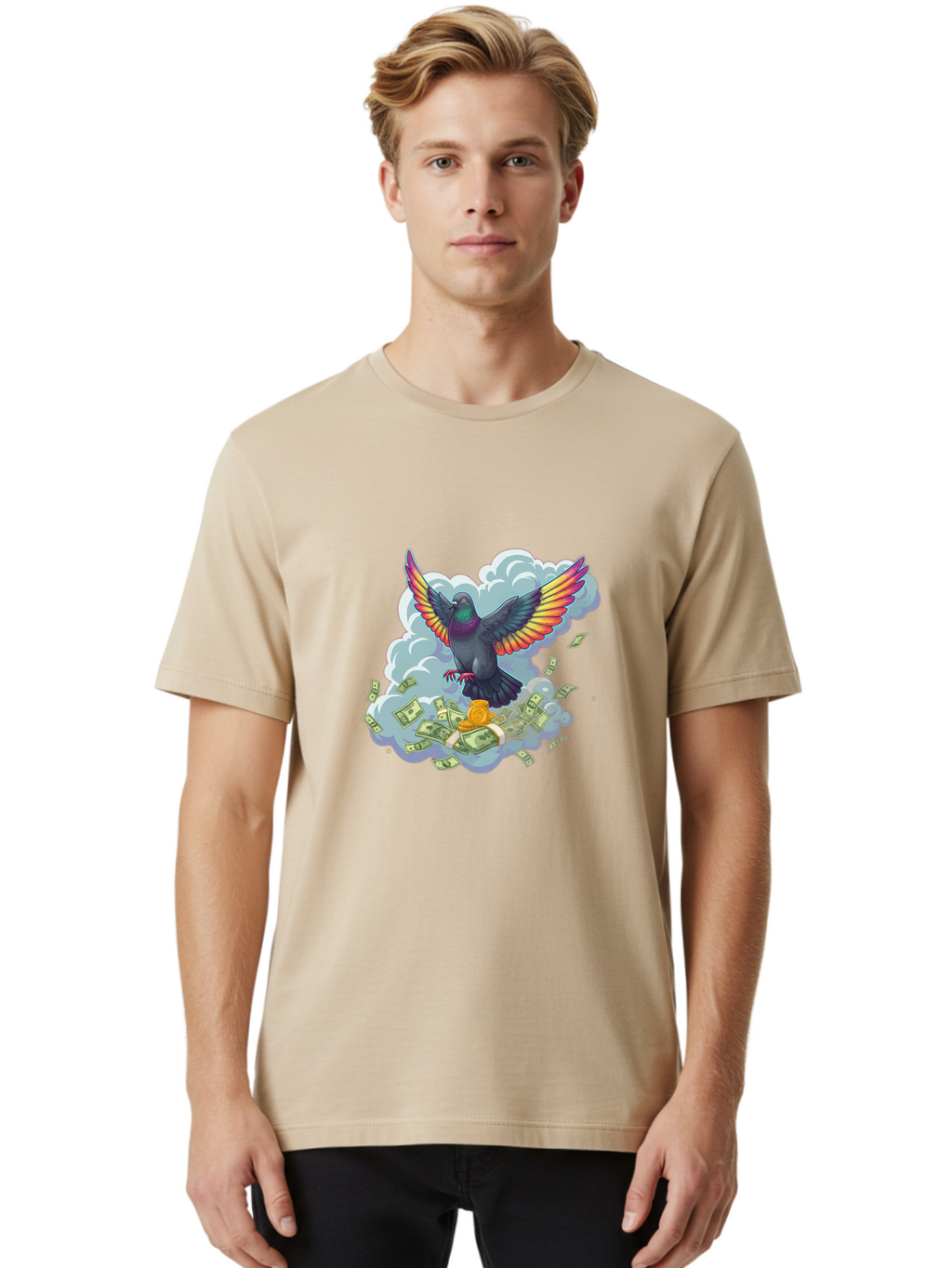 Pigeon-With-Rainbow-Wings Men'S Graphic Tee, 100% Cotton, Comfortable Casual Summer Wear, Machine Washable, Vintage Camera, Old Camera, Antique Camera, Black Camera, Classic Photography, Photography Equipment, Nostalgic Device, Film Camera, Ban108