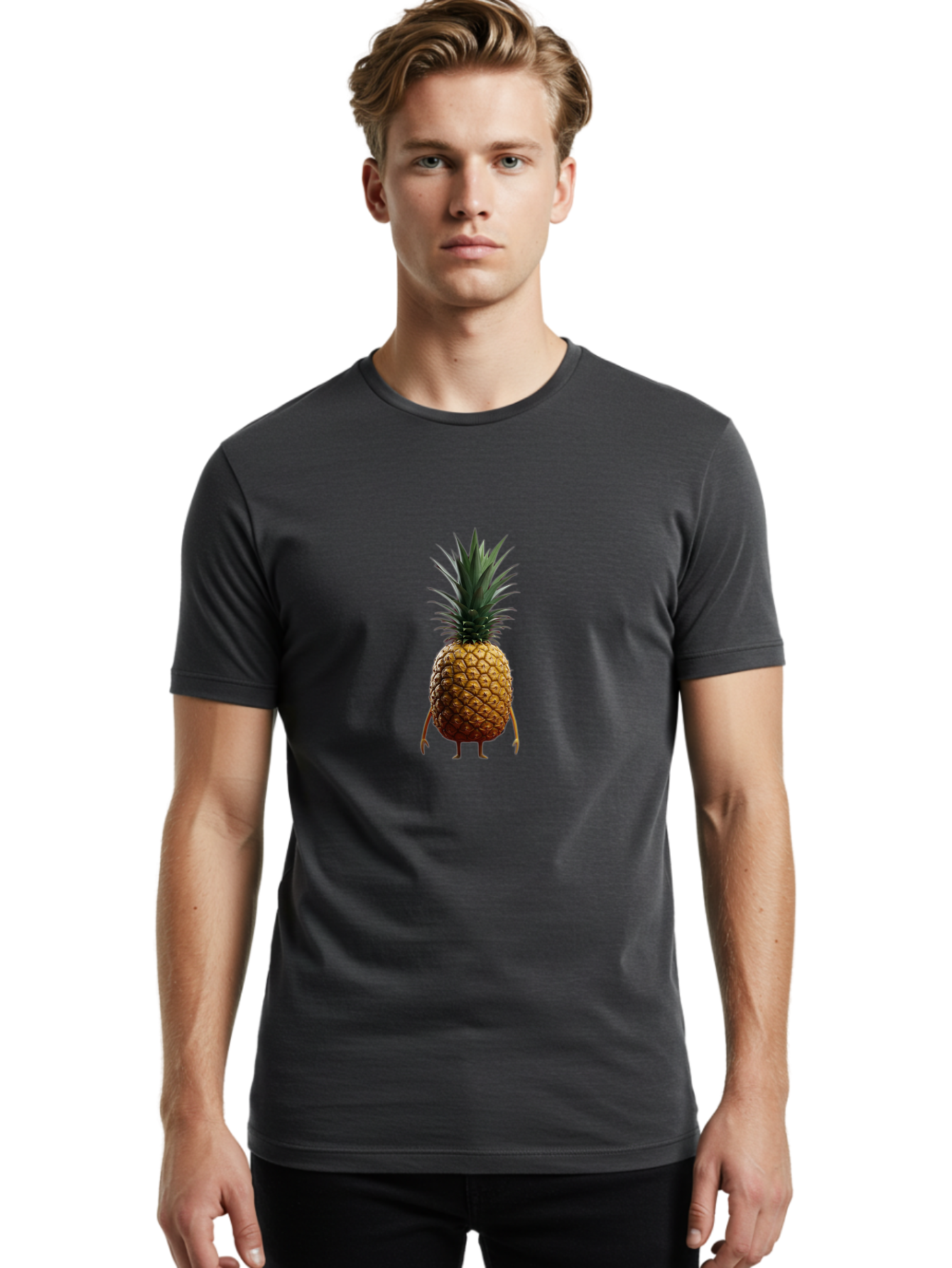 Pineapple-Character Men'S Graphic Tee, 100% Cotton, Comfortable Casual Summer Wear, Machine Washable, Vintage Camera, Old Camera, Antique Camera, Black Camera, Classic Photography, Photography Equipment, Nostalgic Device, Film Camera, Ban118