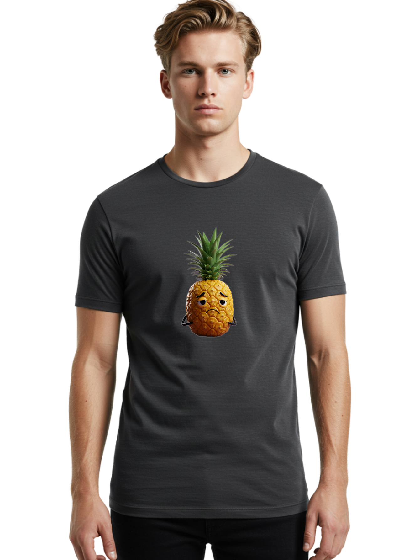 Pineapple-With-A-Grumpy-Face Men'S Graphic Tee, 100% Cotton, Comfortable Casual Summer Wear, Machine Washable, Vintage Camera, Old Camera, Antique Camera, Black Camera, Classic Photography, Photography Equipment, Nostalgic Device, Film Camera, Ban119