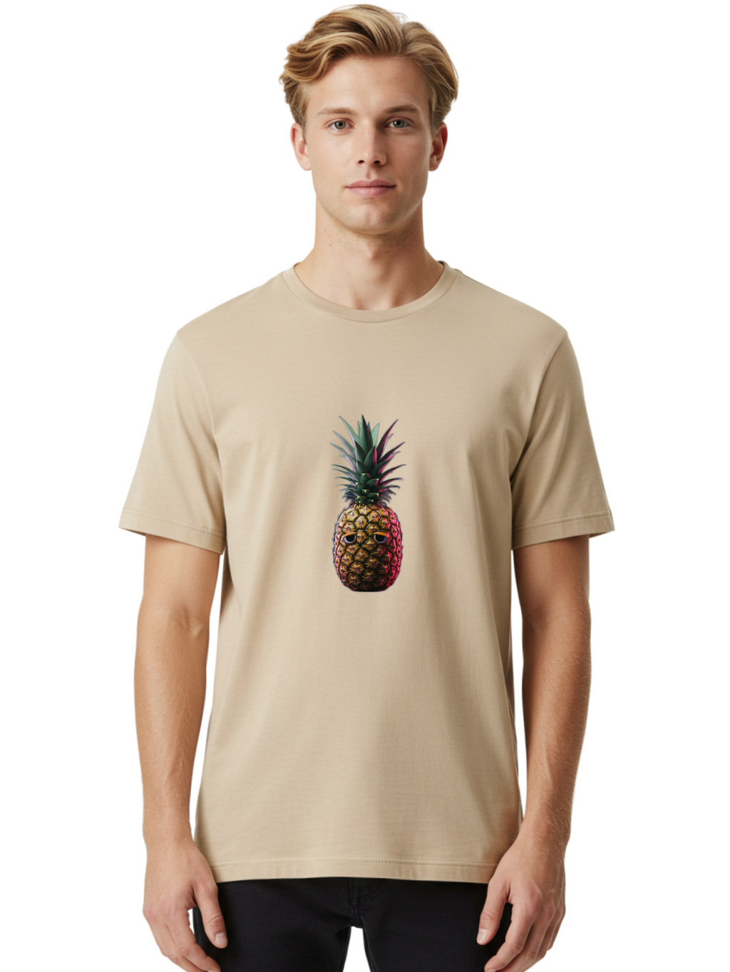 Pineapple-With-Sunglasses Men'S Graphic Tee, 100% Cotton, Comfortable Casual Summer Wear, Machine Washable, Vintage Camera, Old Camera, Antique Camera, Black Camera, Classic Photography, Photography Equipment, Nostalgic Device, Film Camera, Ban121