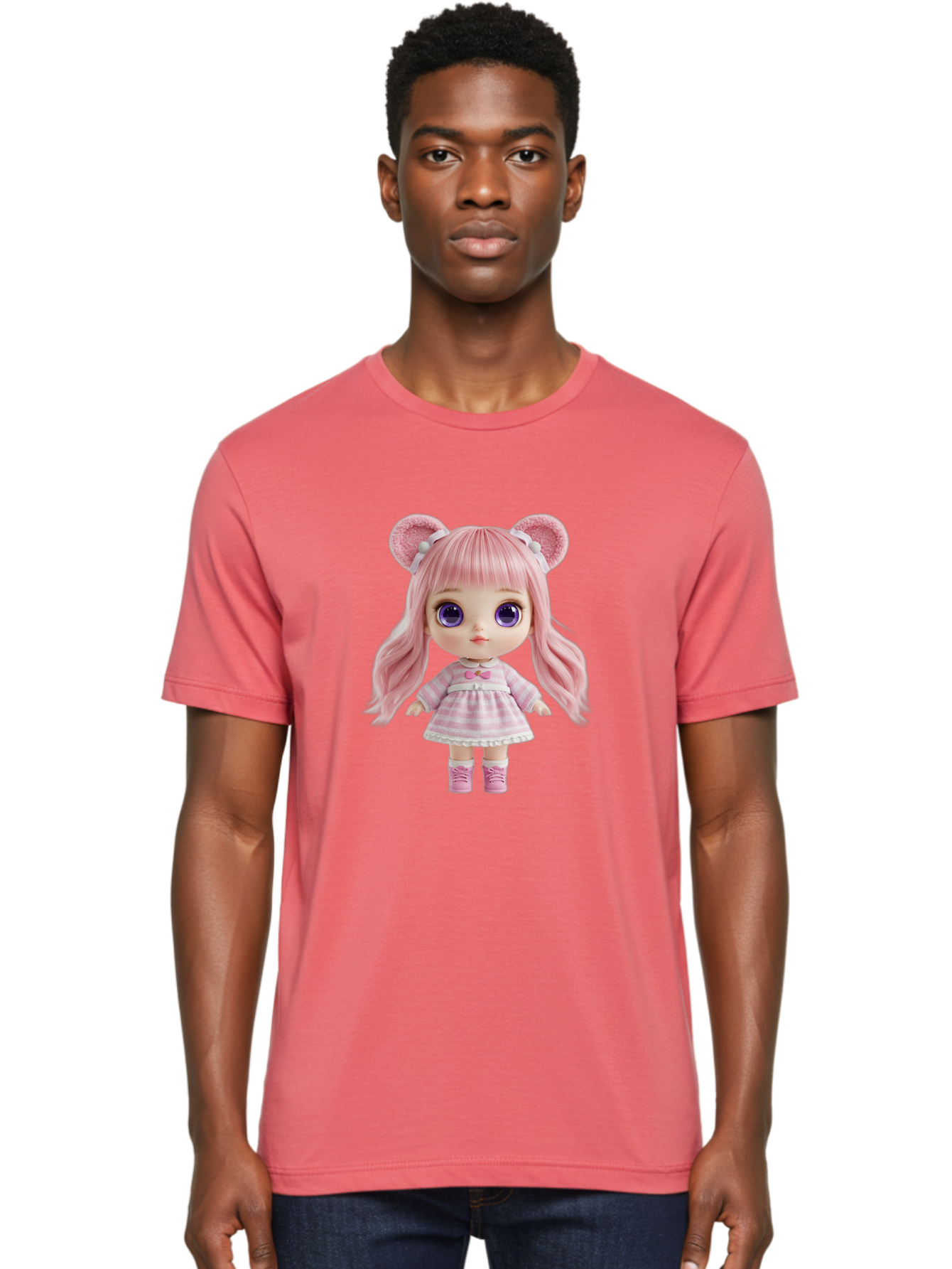 Pink-Blythe-Doll Men'S Graphic Tee, 100% Cotton, Comfortable Casual Summer Wear, Machine Washable, Vintage Camera, Old Camera, Antique Camera, Black Camera, Classic Photography, Photography Equipment, Nostalgic Device, Film Camera, Camera Art Ban125