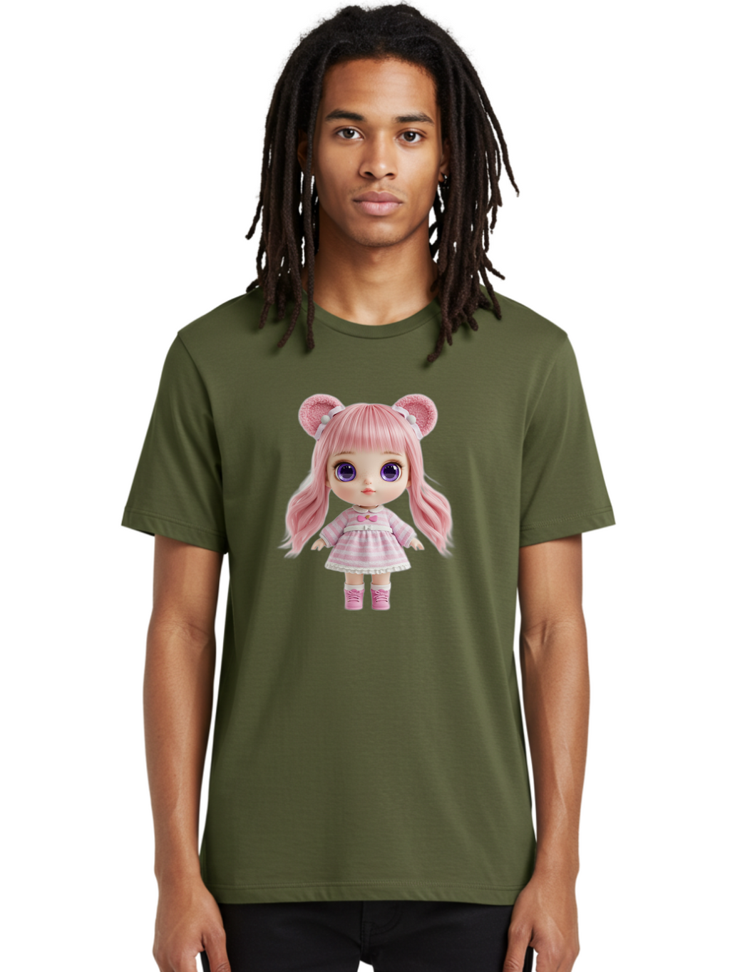 Pink-Blythe-Doll Men'S Graphic Tee, 100% Cotton, Comfortable Casual Summer Wear, Machine Washable, Vintage Camera, Old Camera, Antique Camera, Black Camera, Classic Photography, Photography Equipment, Nostalgic Device, Film Camera, Camera Art Ban125